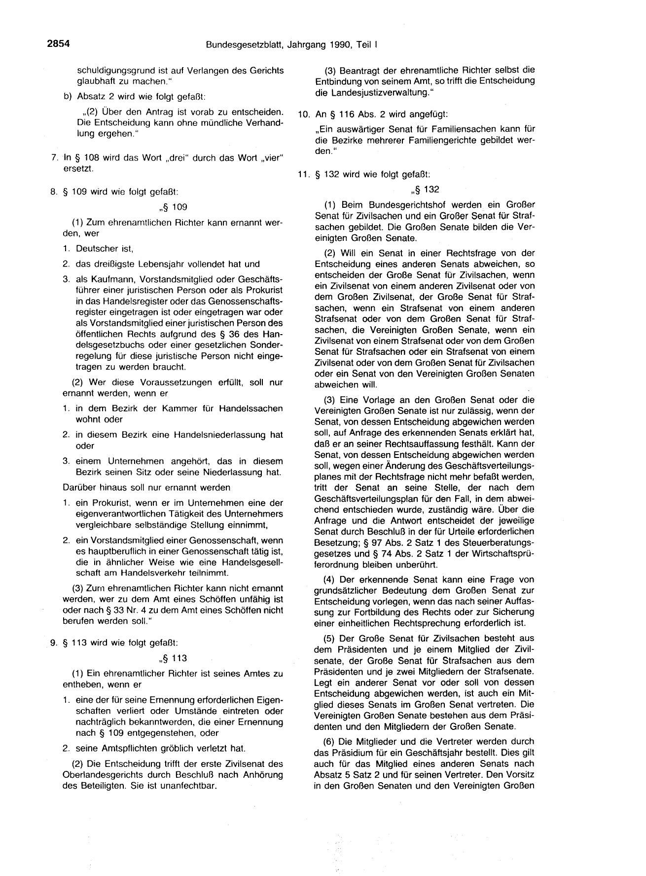 BGBl. 1990, Seite 2854 — Originalseite als Abbildung