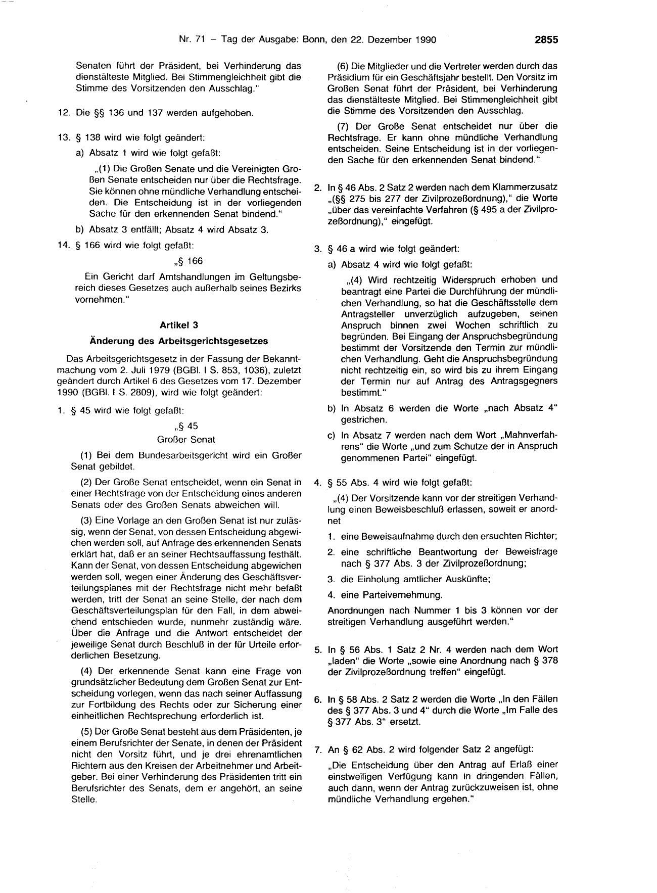 BGBl. 1990, Seite 2855 — Originalseite als Abbildung
