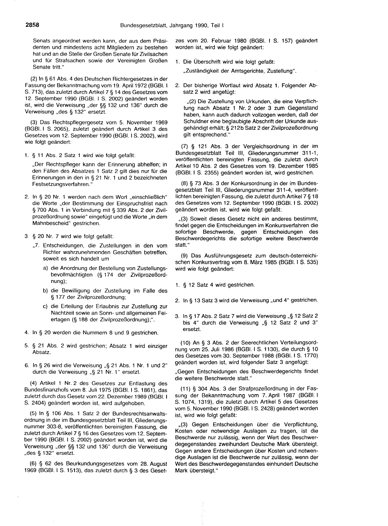 BGBl. 1990, Seite 2858 — Originalseite als Abbildung