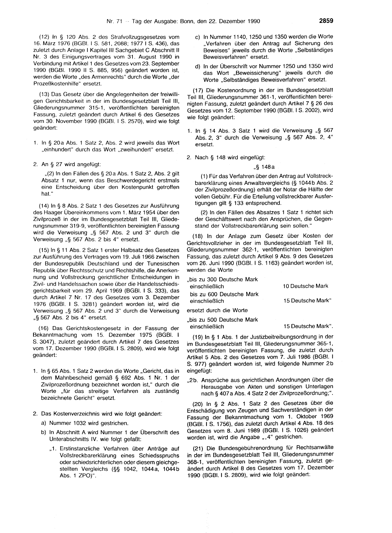 BGBl. 1990, Seite 2859 — Originalseite als Abbildung