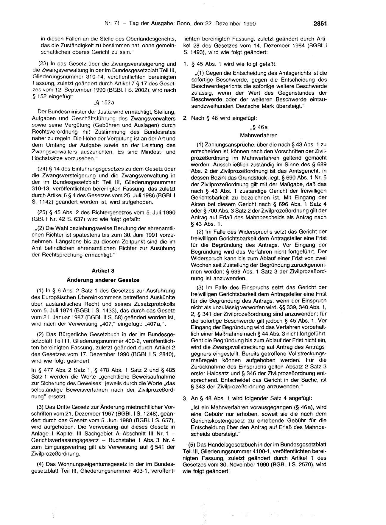 BGBl. 1990, Seite 2861 — Originalseite als Abbildung