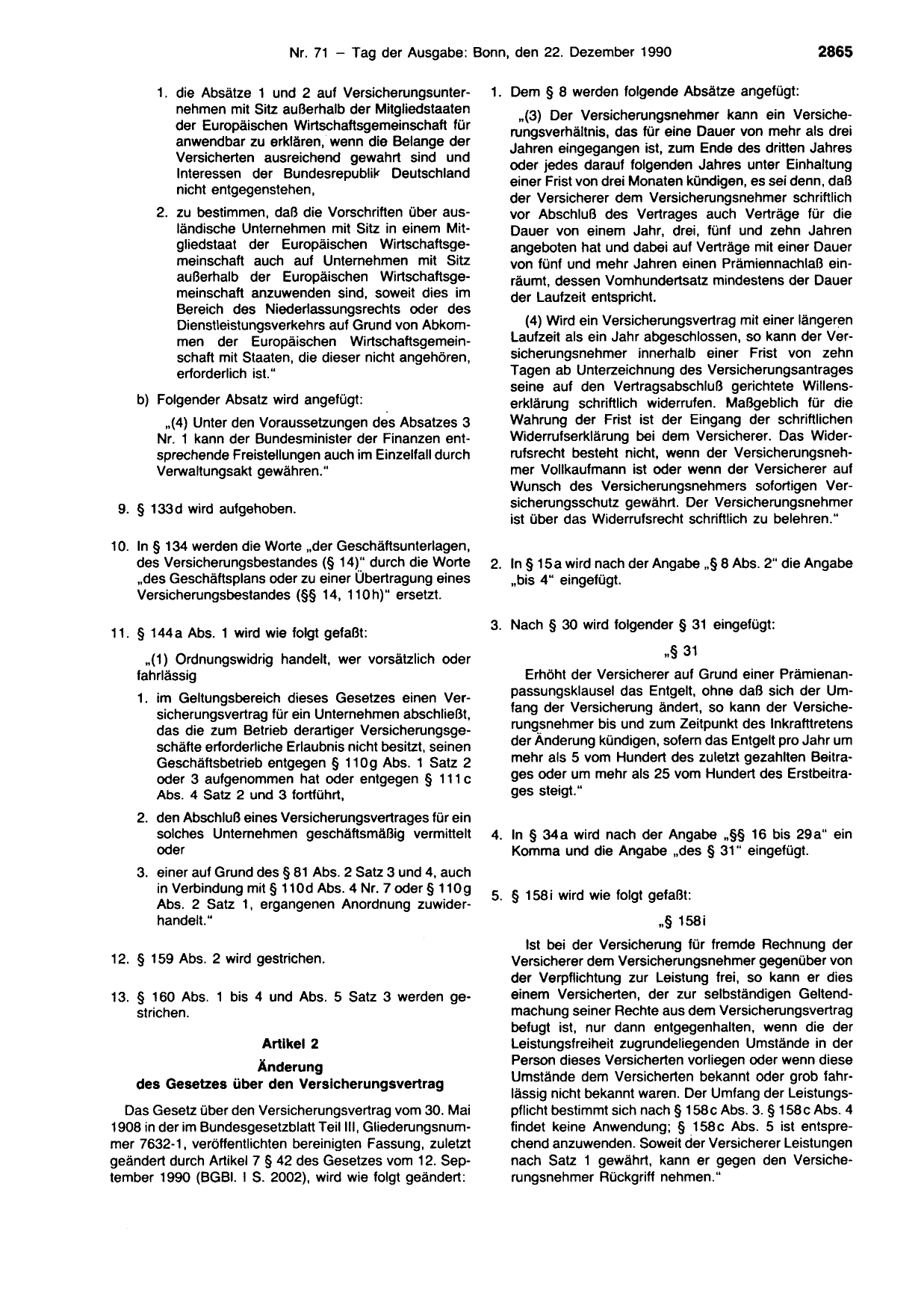 BGBl. 1990, Seite 2865 — Originalseite als Abbildung