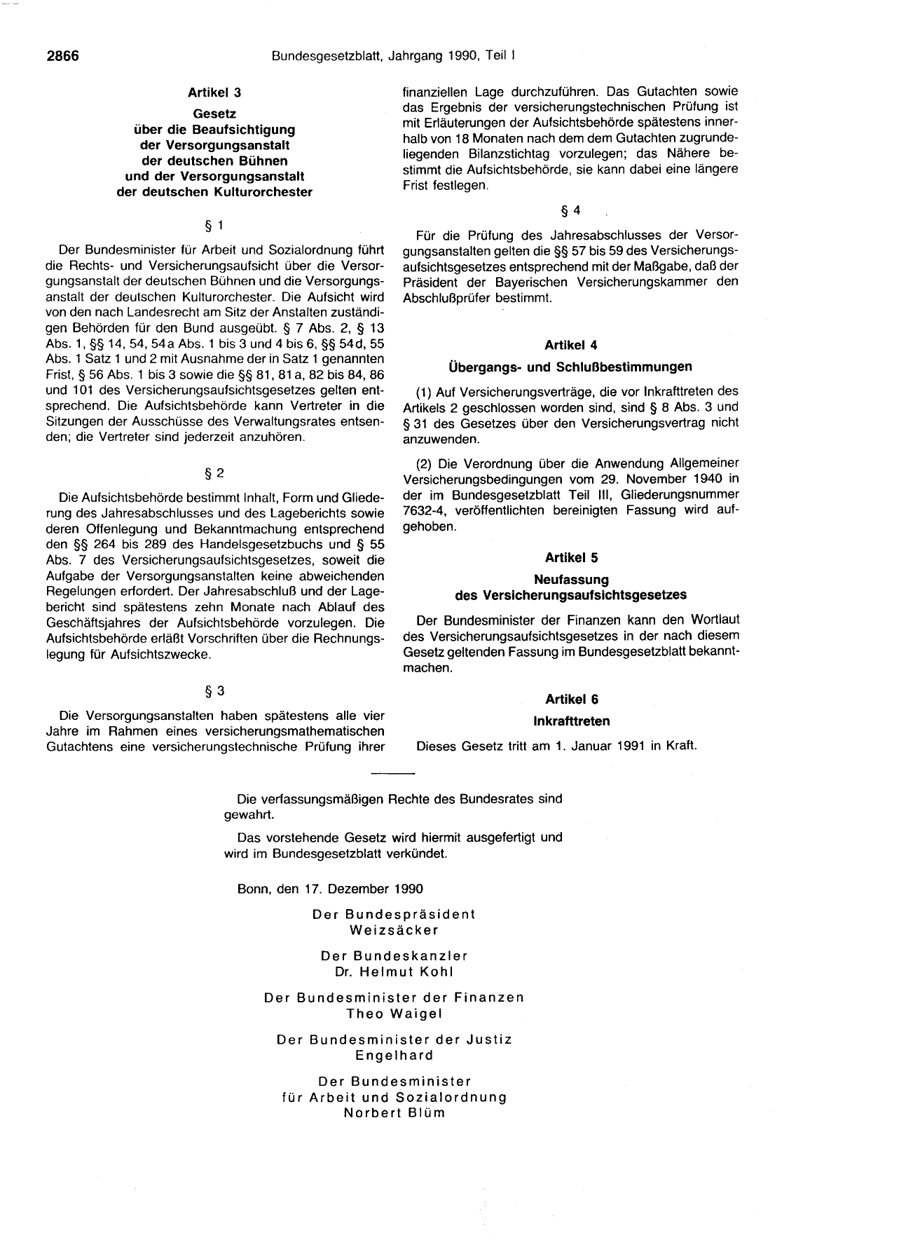 BGBl. 1990, Seite 2866 — Originalseite als Abbildung