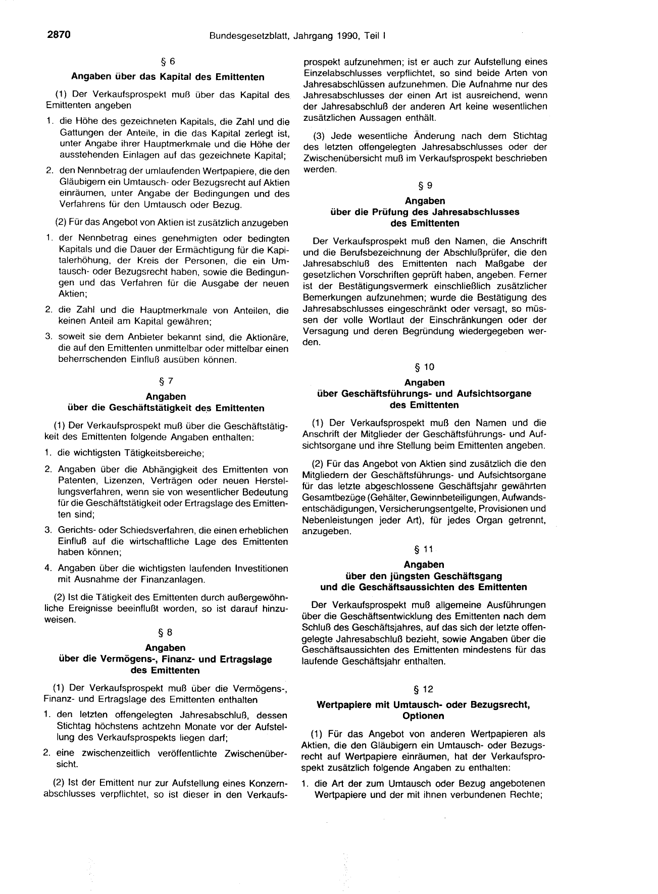 BGBl. 1990, Seite 2870 — Originalseite als Abbildung