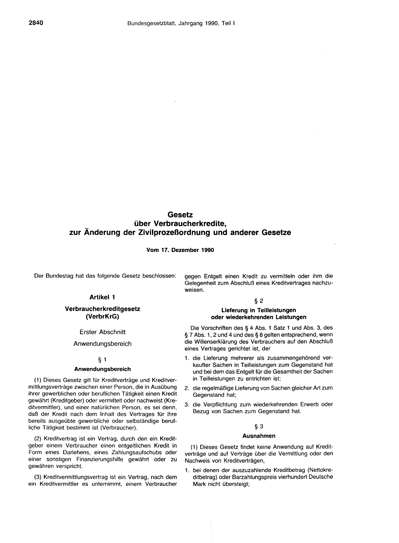 BGBl. 1990, Seite 2840 — Originalseite als Abbildung