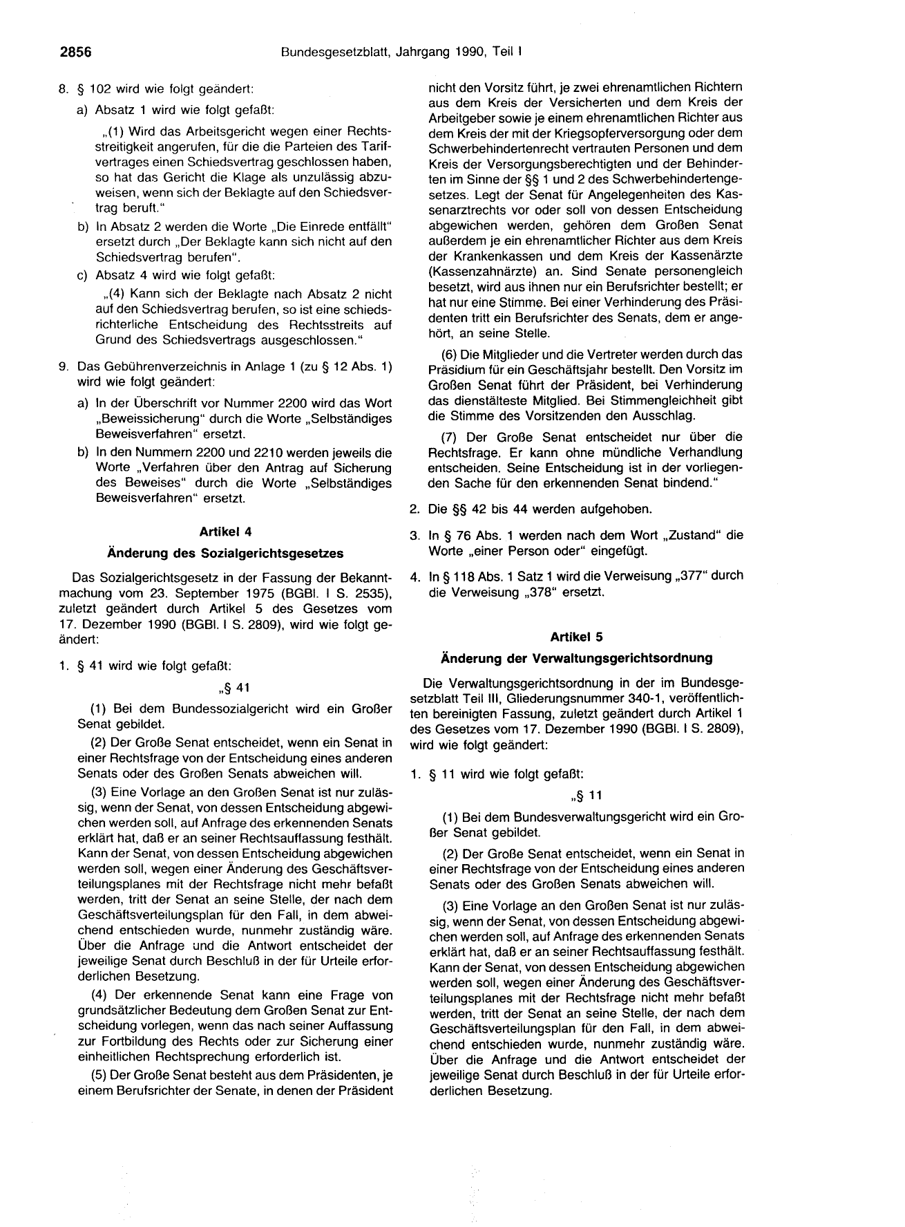 BGBl. 1990, Seite 2856 — Originalseite als Abbildung