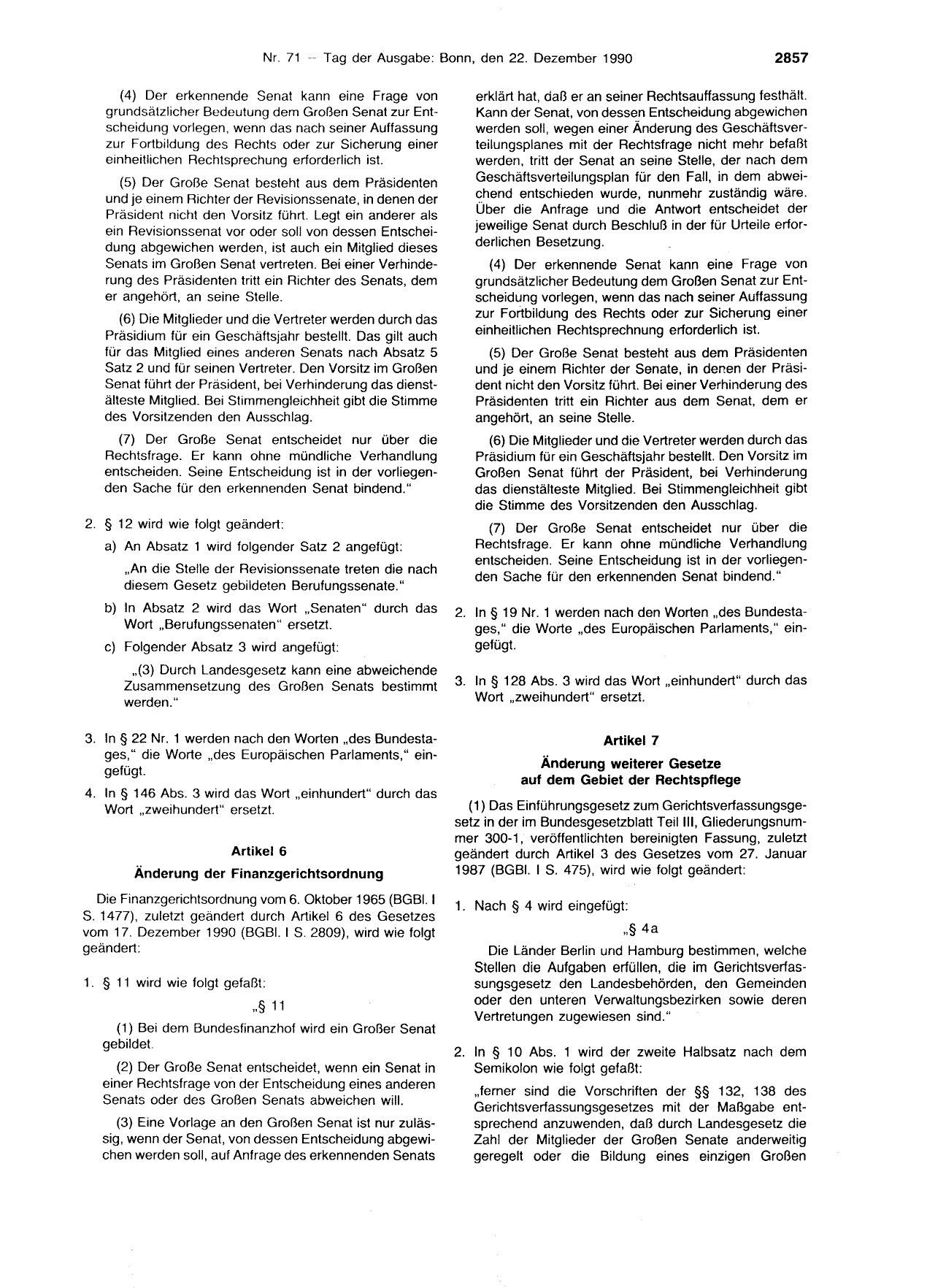BGBl. 1990, Seite 2857 — Originalseite als Abbildung