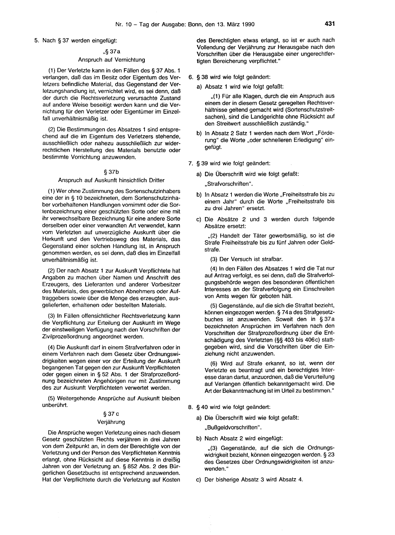BGBl. 1990, Seite 431 — Originalseite als Abbildung