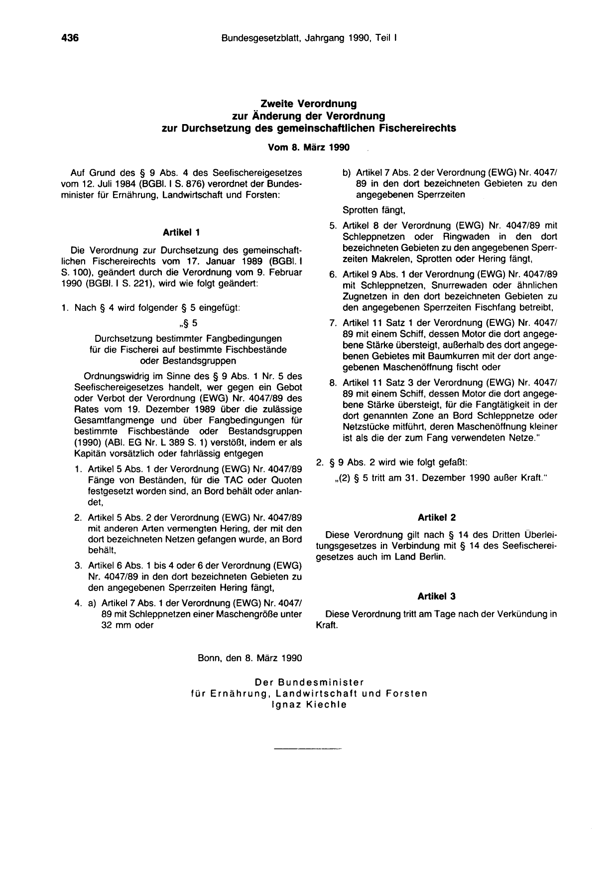 BGBl. 1990, Seite 436 — Originalseite als Abbildung
