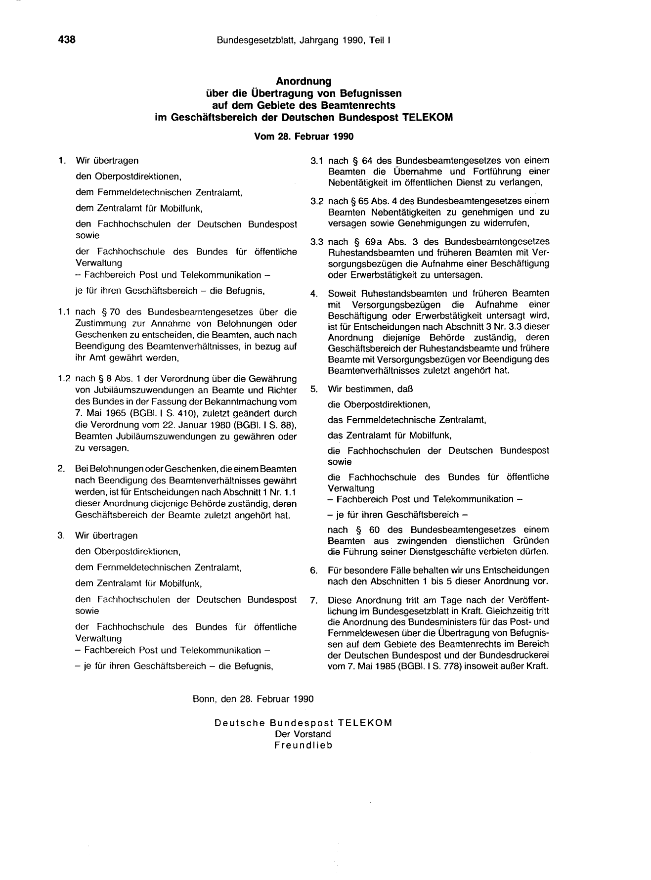 BGBl. 1990, Seite 438 — Originalseite als Abbildung
