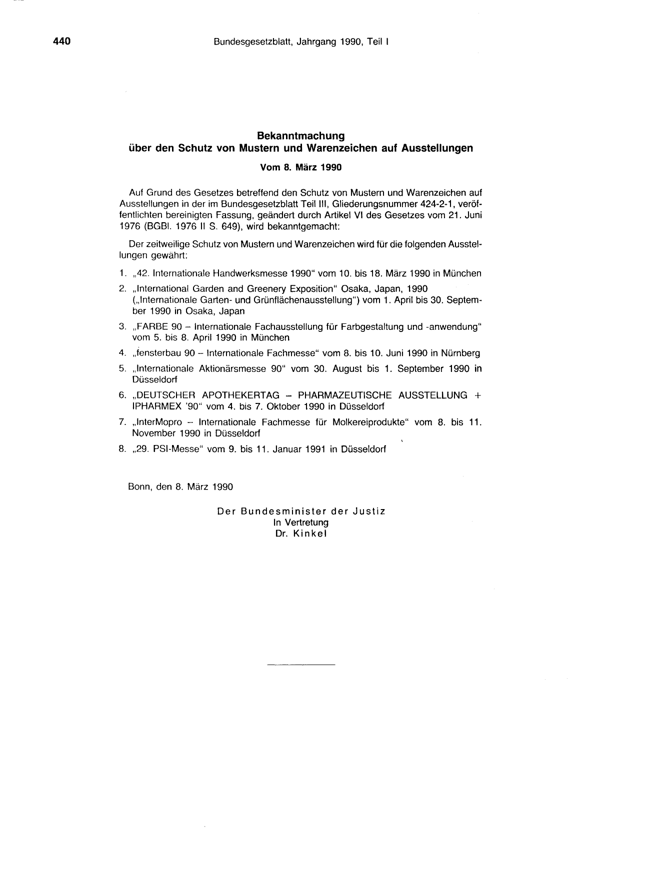 BGBl. 1990, Seite 440 — Originalseite als Abbildung