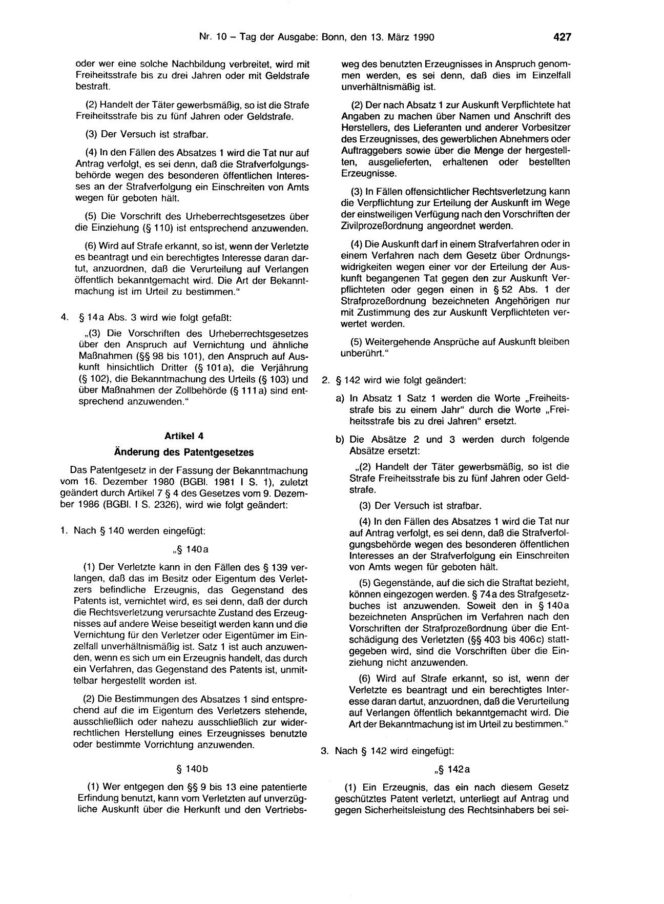 BGBl. 1990, Seite 427 — Originalseite als Abbildung