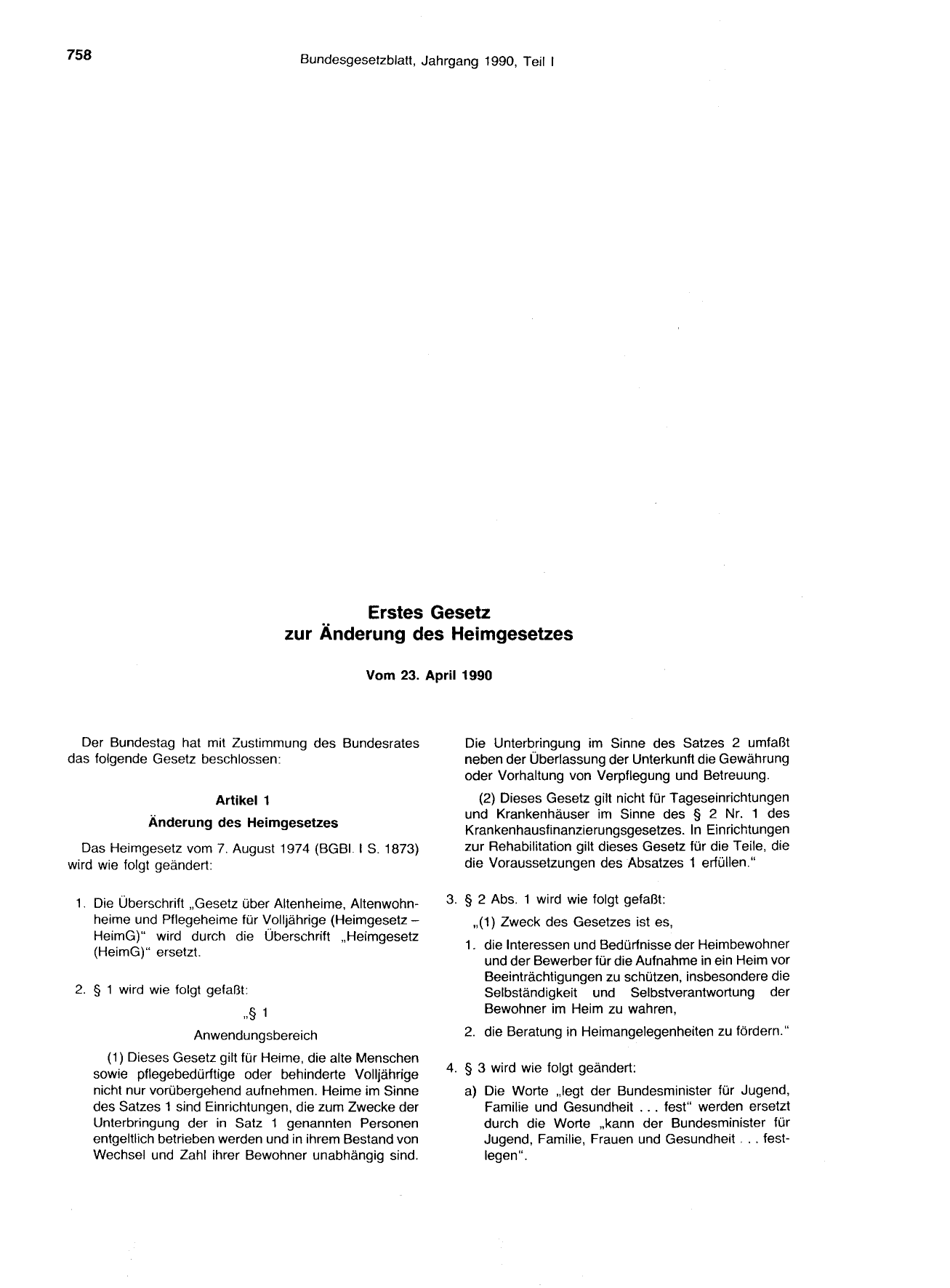 BGBl. 1990, Seite 758 — Originalseite als Abbildung