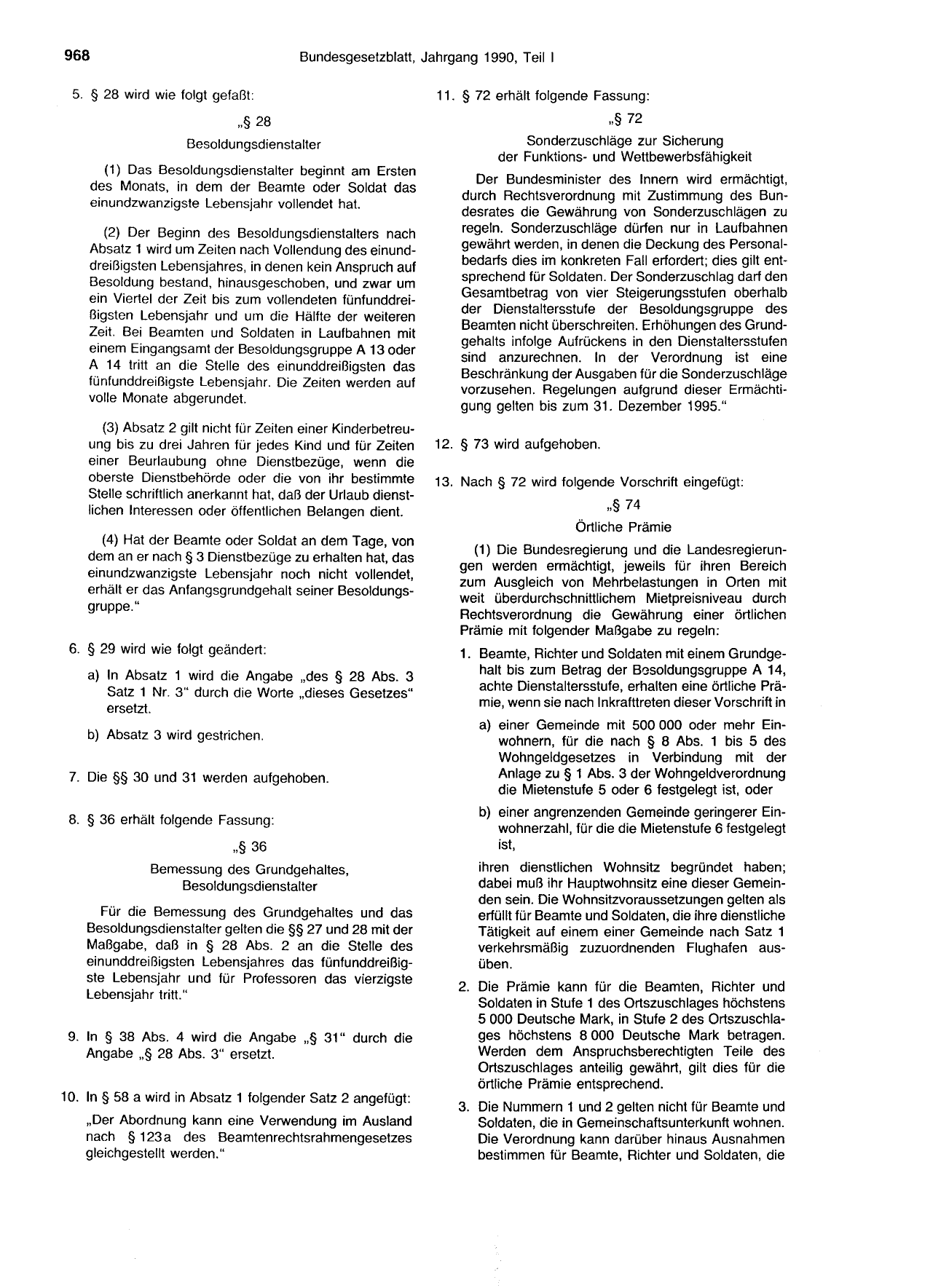 BGBl. 1990, Seite 968 — Originalseite als Abbildung