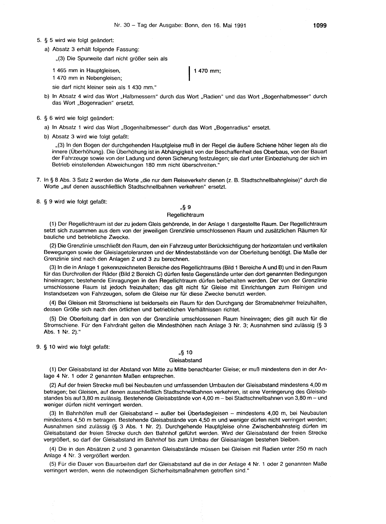 BGBl. 1991, Seite 1099 — Originalseite als Abbildung