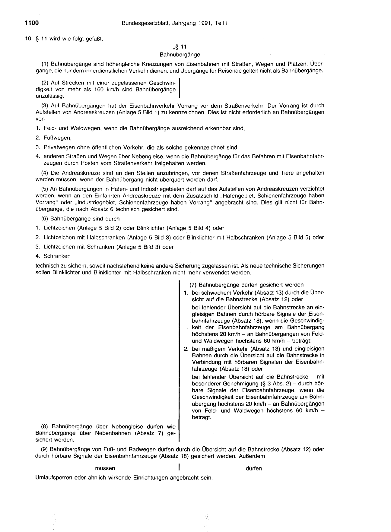 BGBl. 1991, Seite 1100 — Originalseite als Abbildung