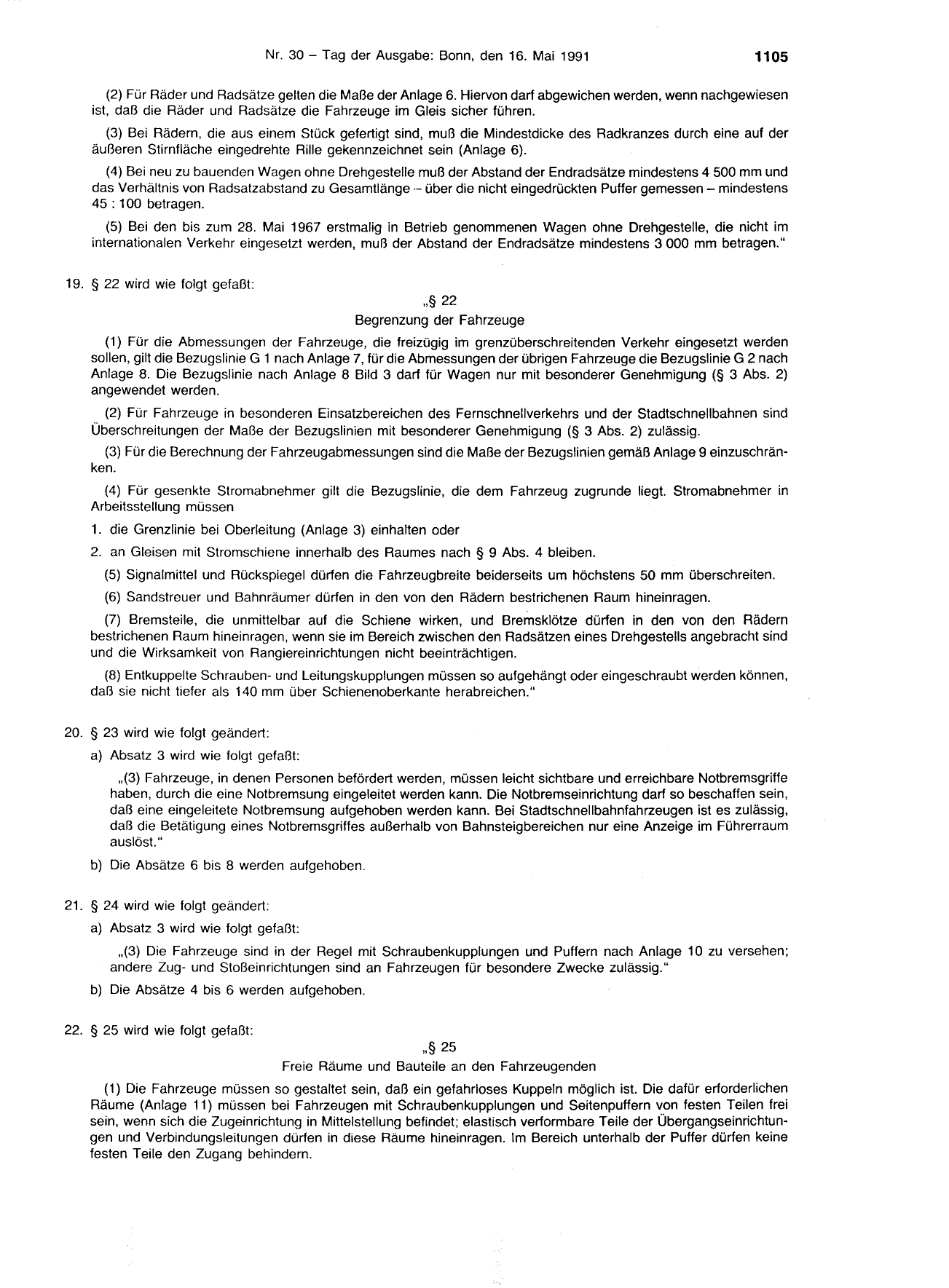 BGBl. 1991, Seite 1105 — Originalseite als Abbildung