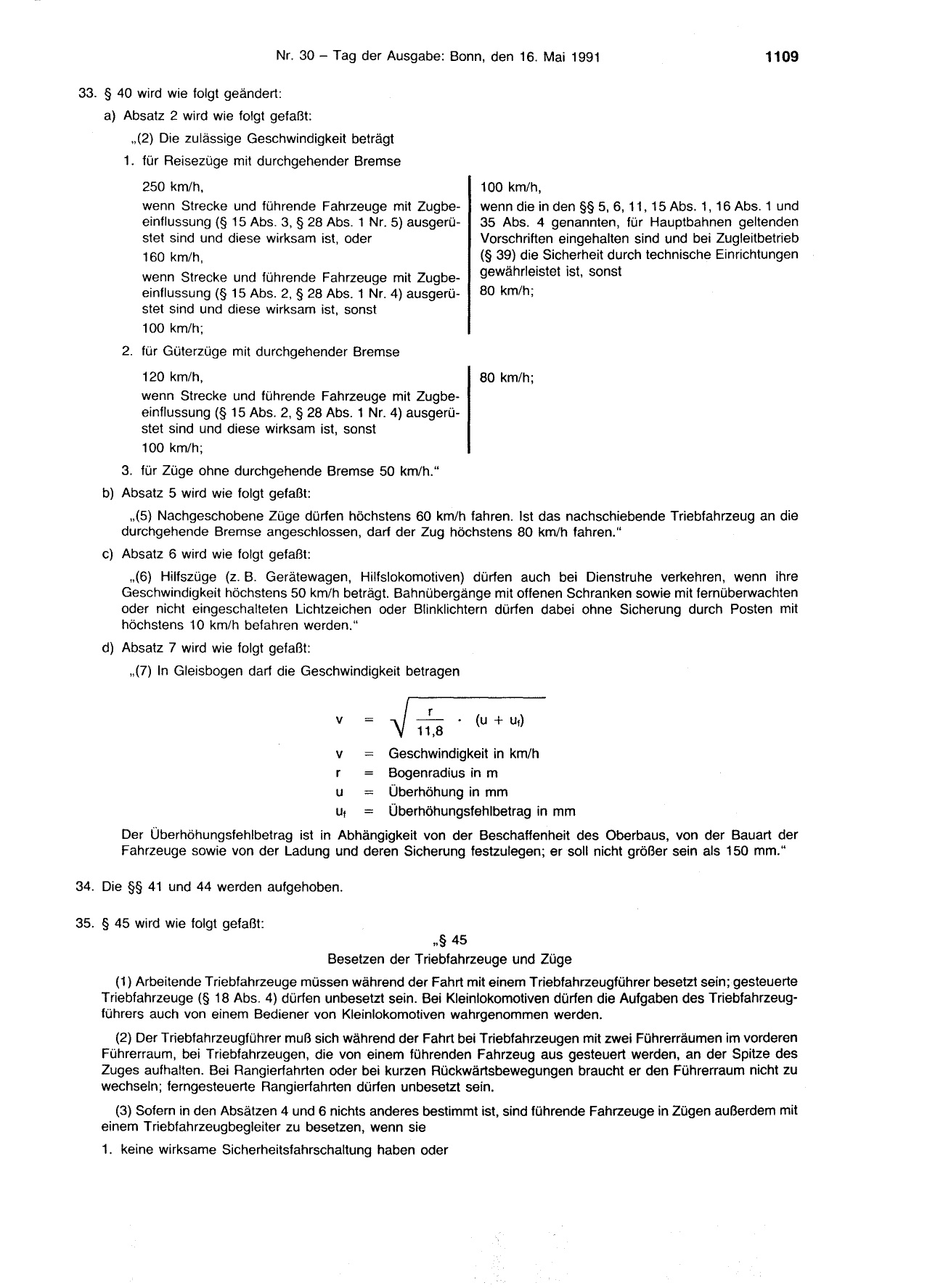 BGBl. 1991, Seite 1109 — Originalseite als Abbildung