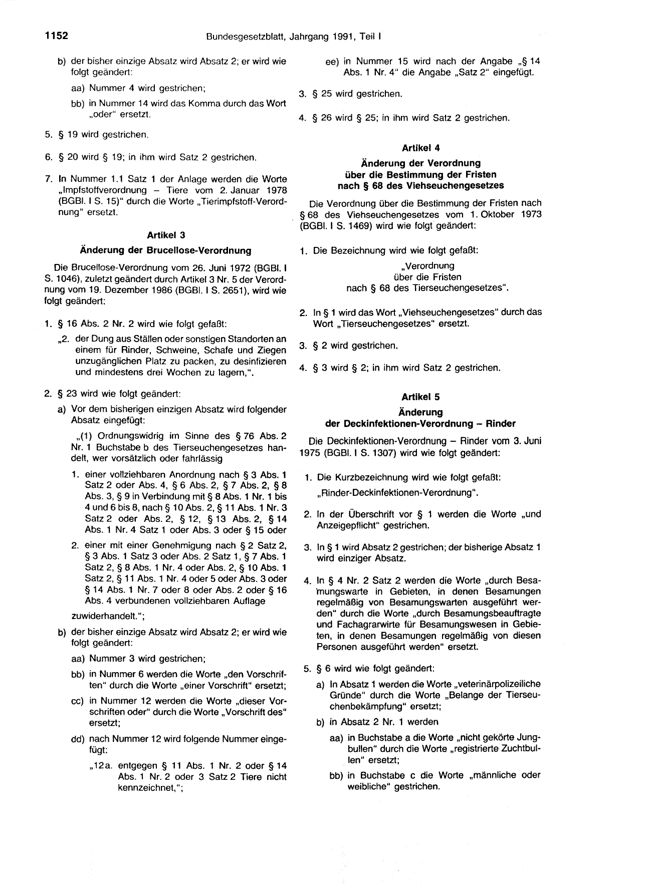 BGBl. 1991, Seite 1152 — Originalseite als Abbildung