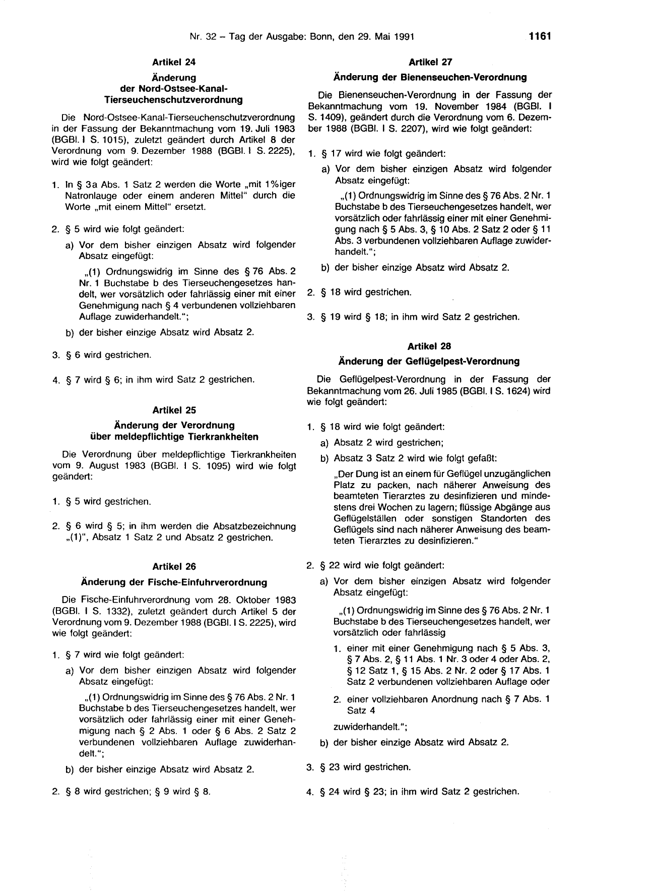 BGBl. 1991, Seite 1161 — Originalseite als Abbildung