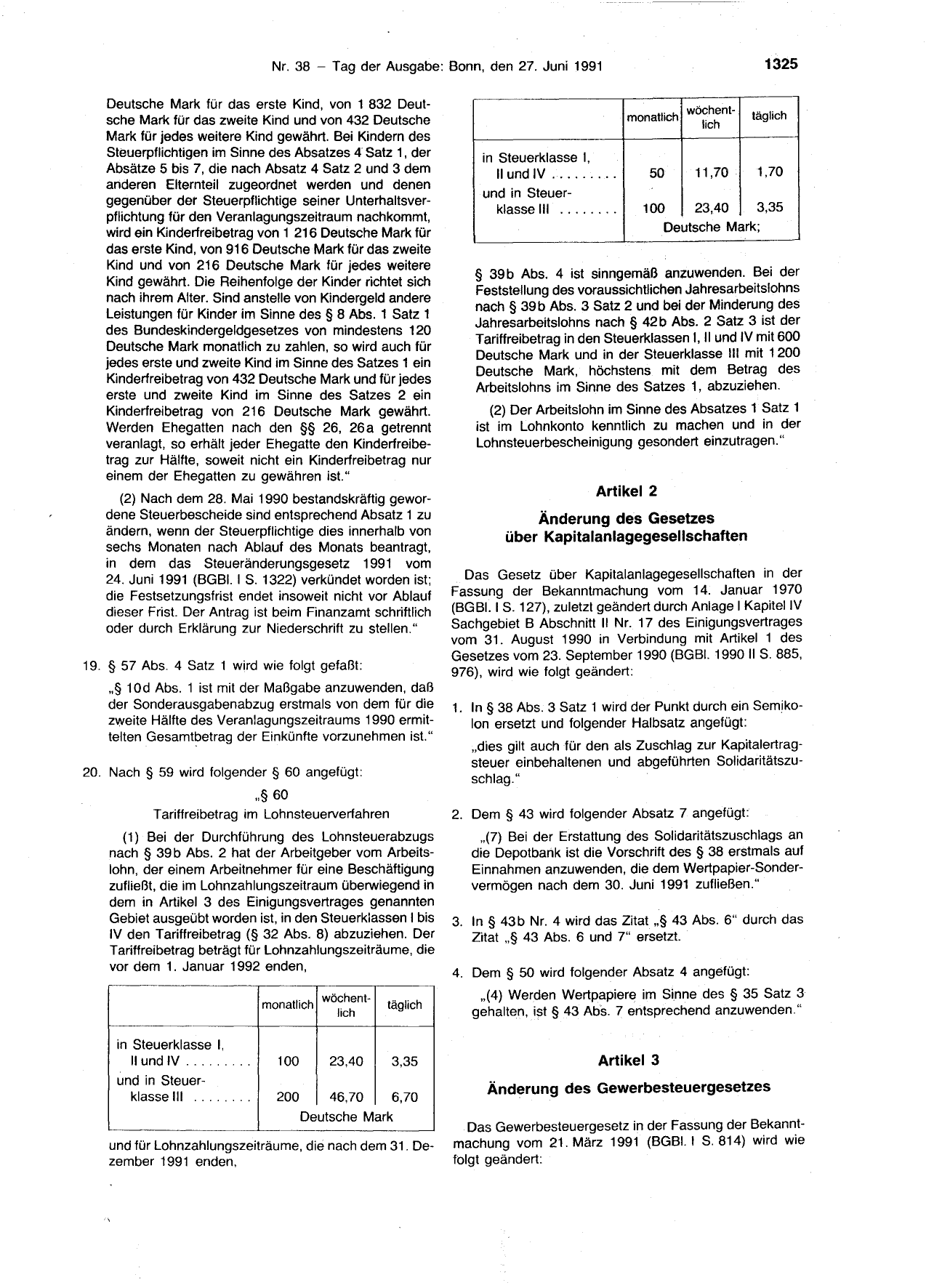 BGBl. 1991, Seite 1325 — Originalseite als Abbildung