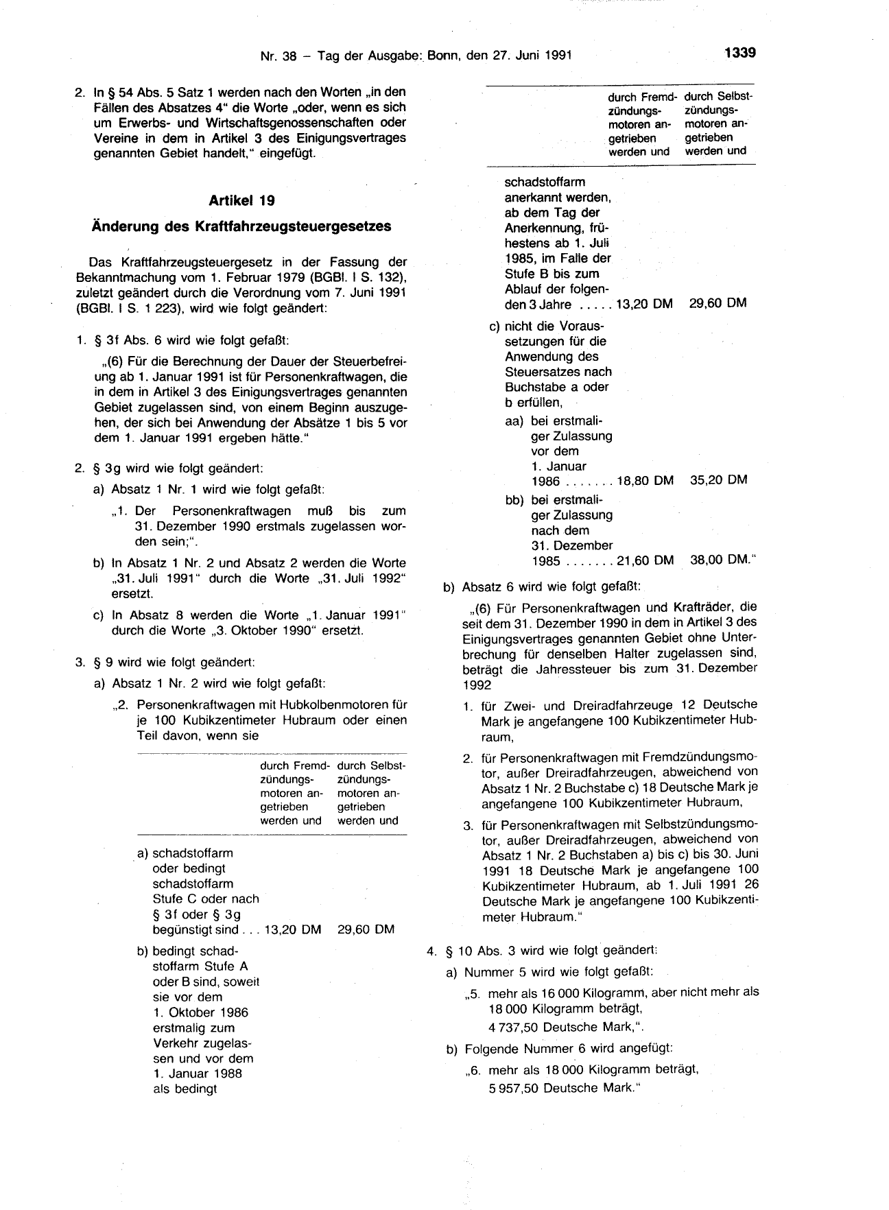 BGBl. 1991, Seite 1339 — Originalseite als Abbildung