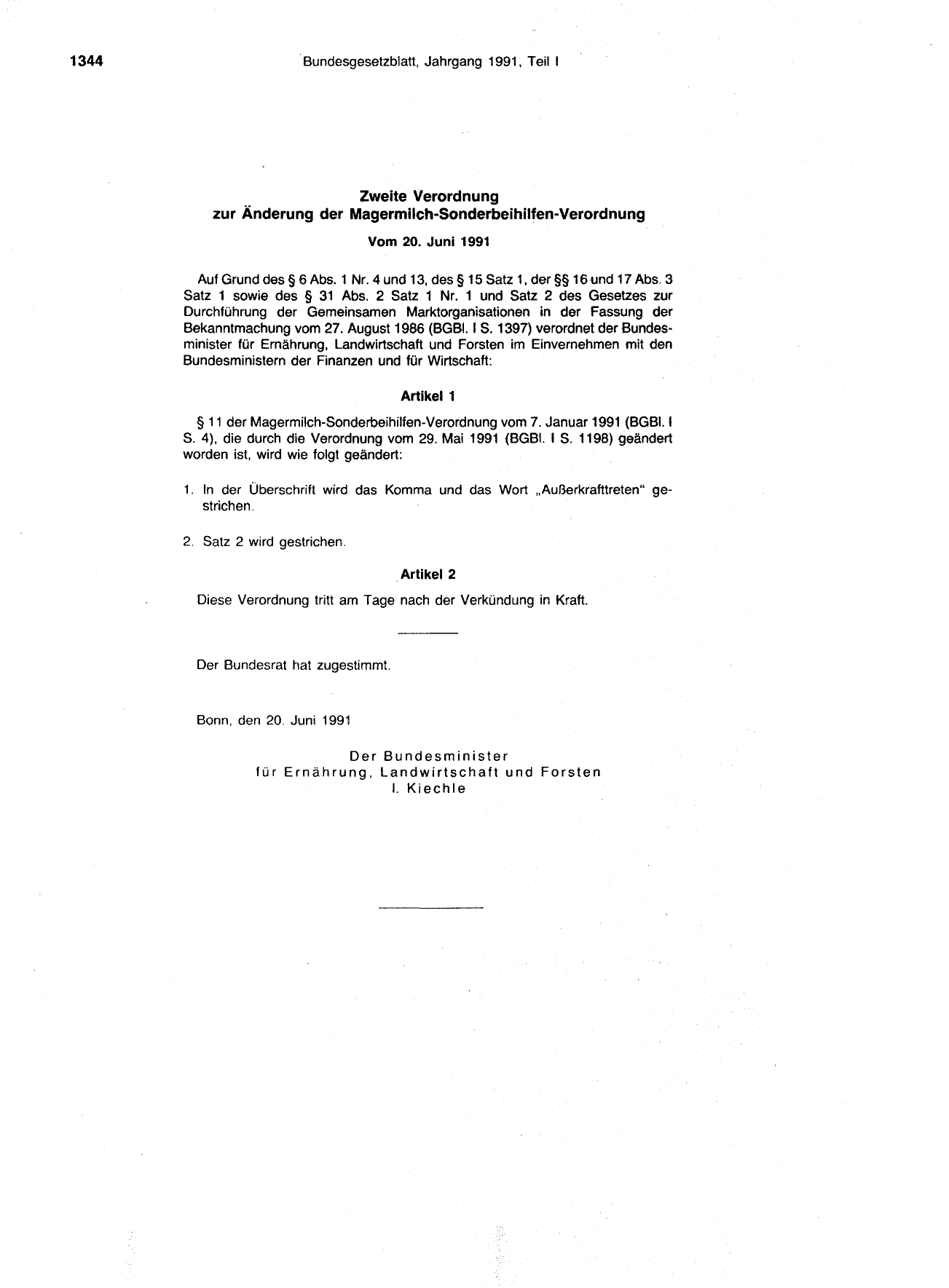 BGBl. 1991, Seite 1344 — Originalseite als Abbildung