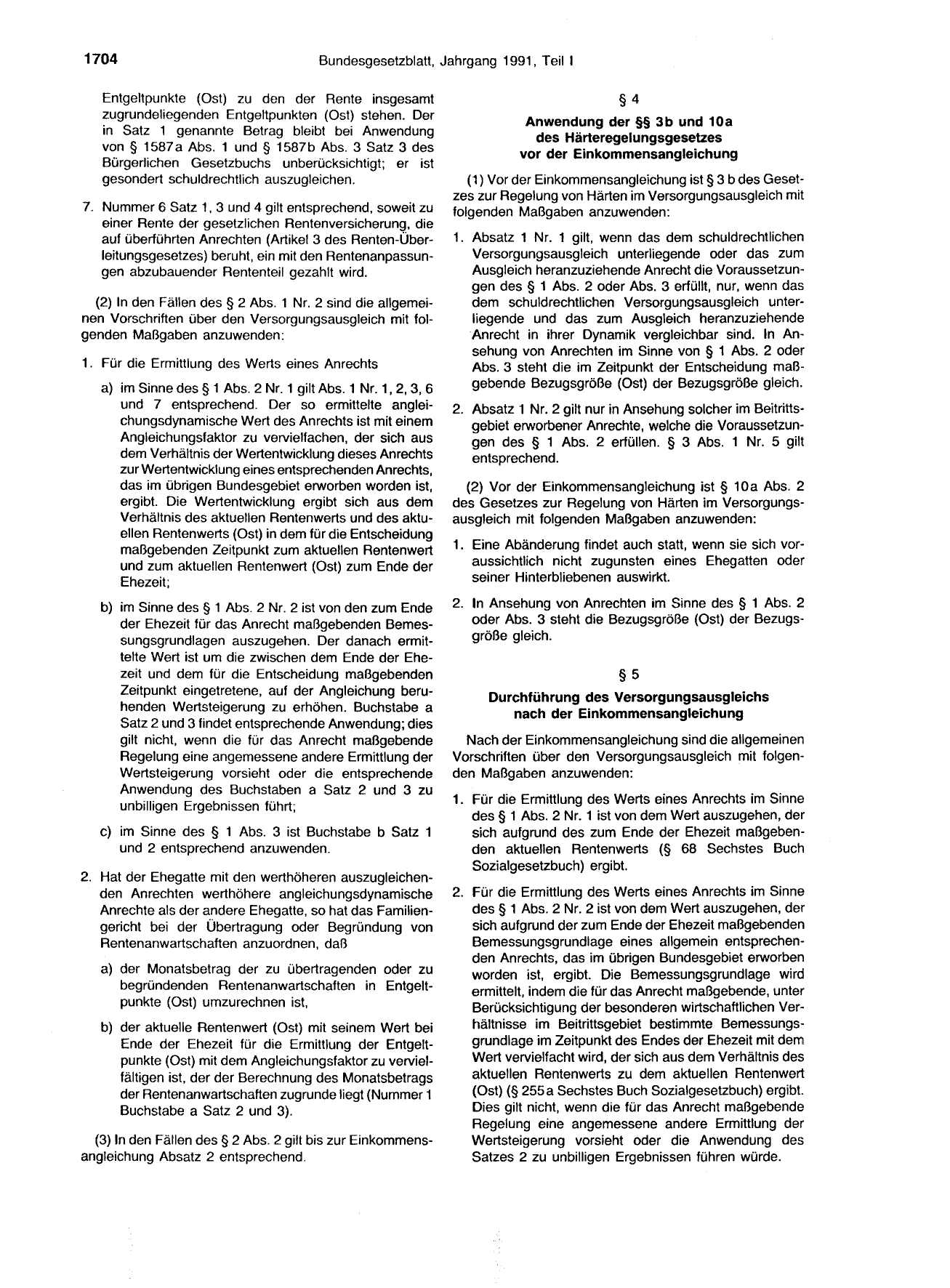 BGBl. 1991, Seite 1704 — Originalseite als Abbildung