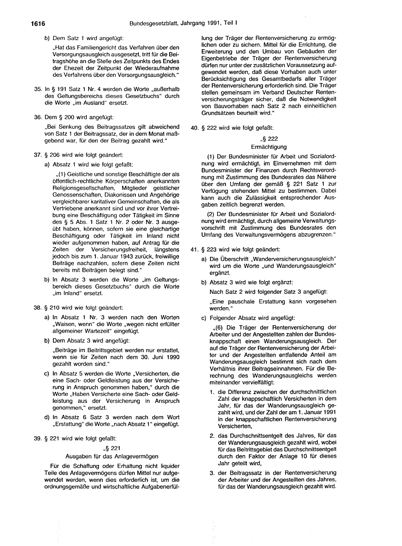 BGBl. 1991, Seite 1616 — Originalseite als Abbildung