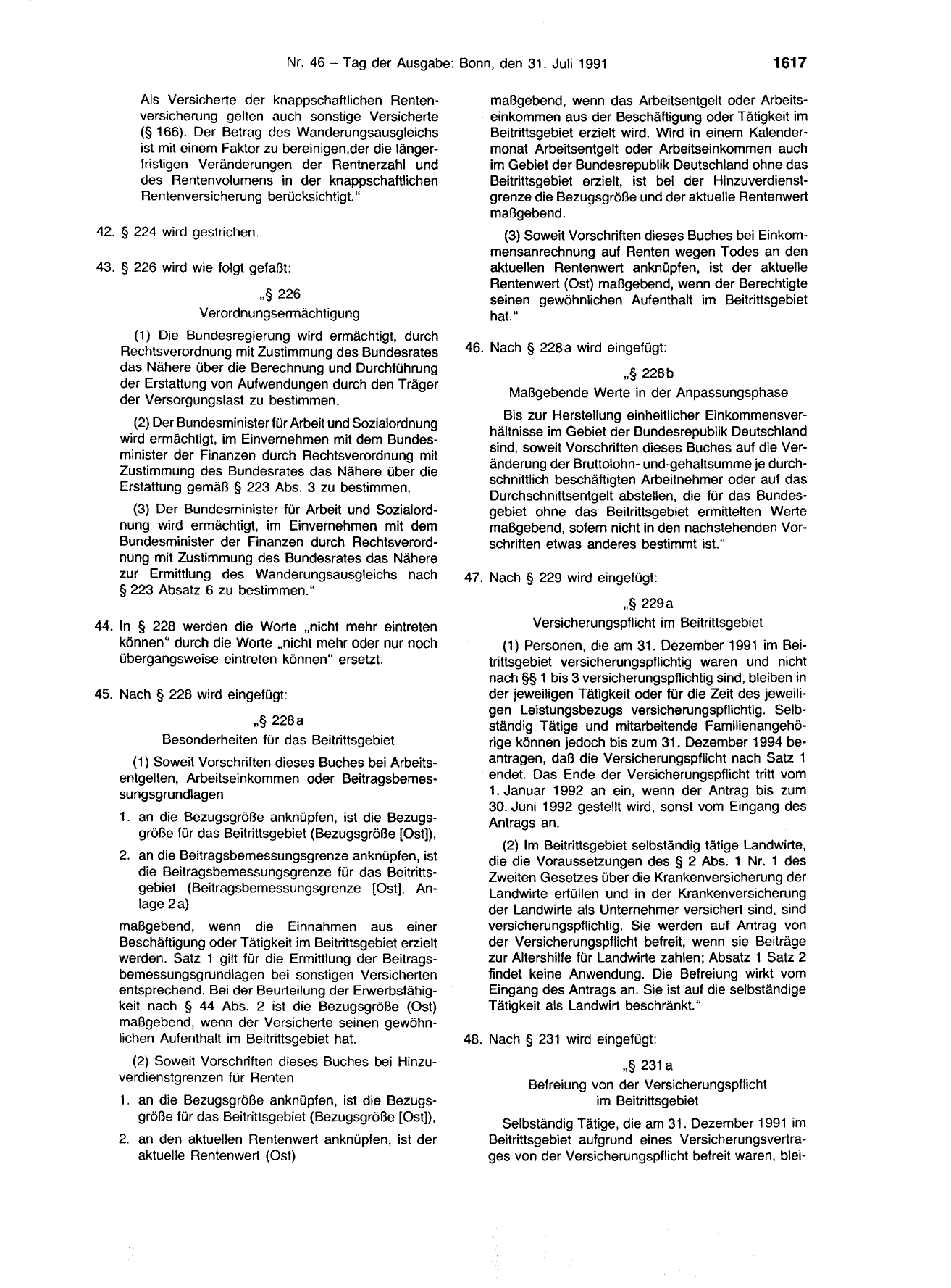 BGBl. 1991, Seite 1617 — Originalseite als Abbildung