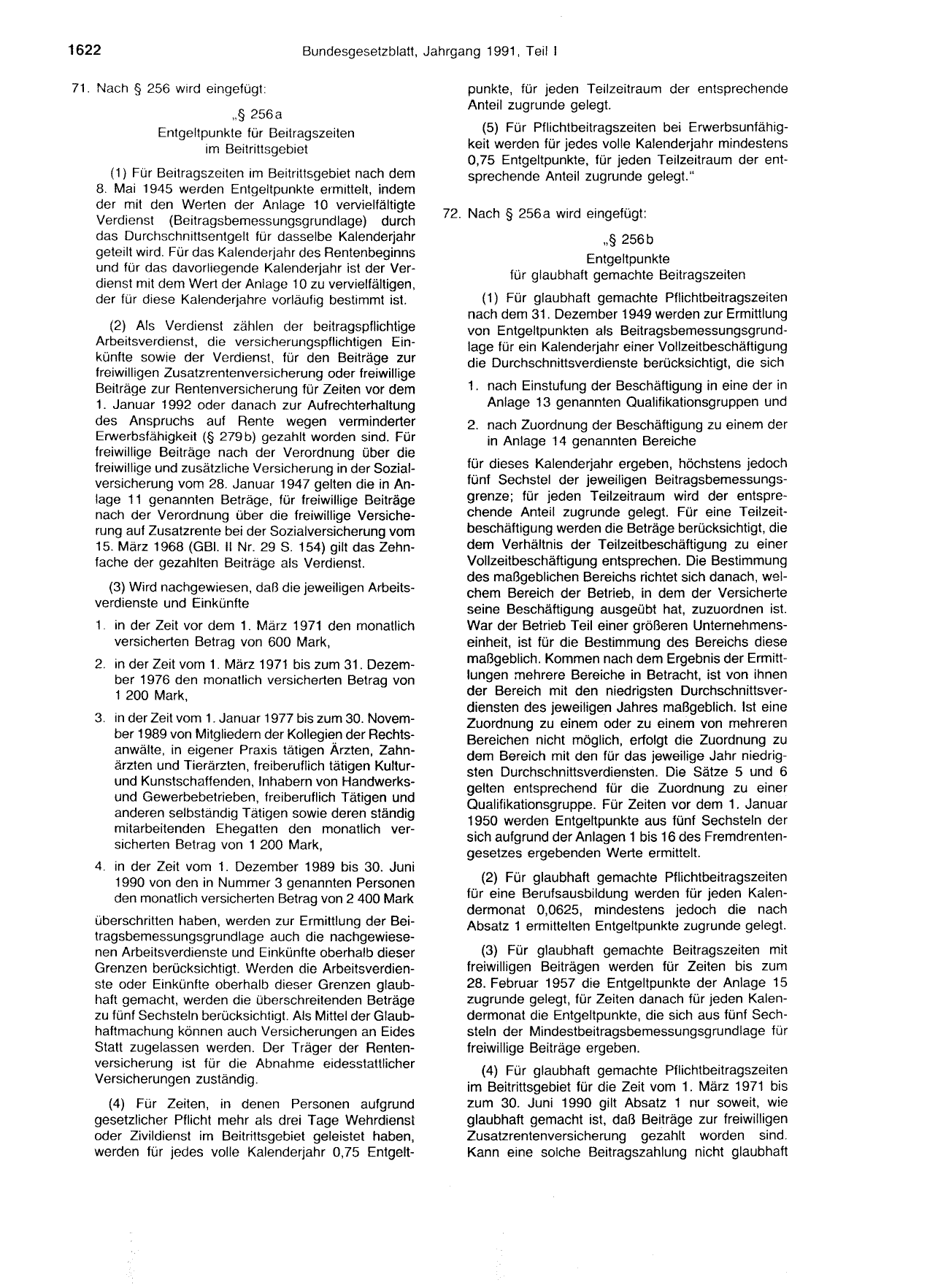 BGBl. 1991, Seite 1622 — Originalseite als Abbildung