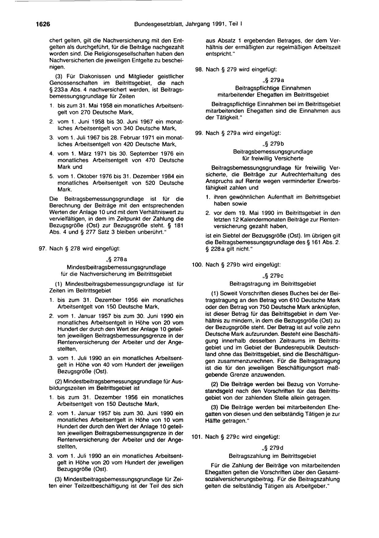 BGBl. 1991, Seite 1626 — Originalseite als Abbildung