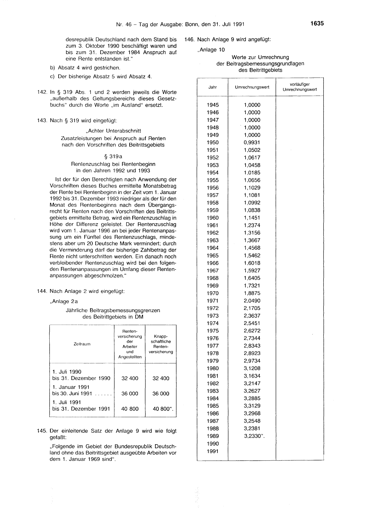 BGBl. 1991, Seite 1635 — Originalseite als Abbildung