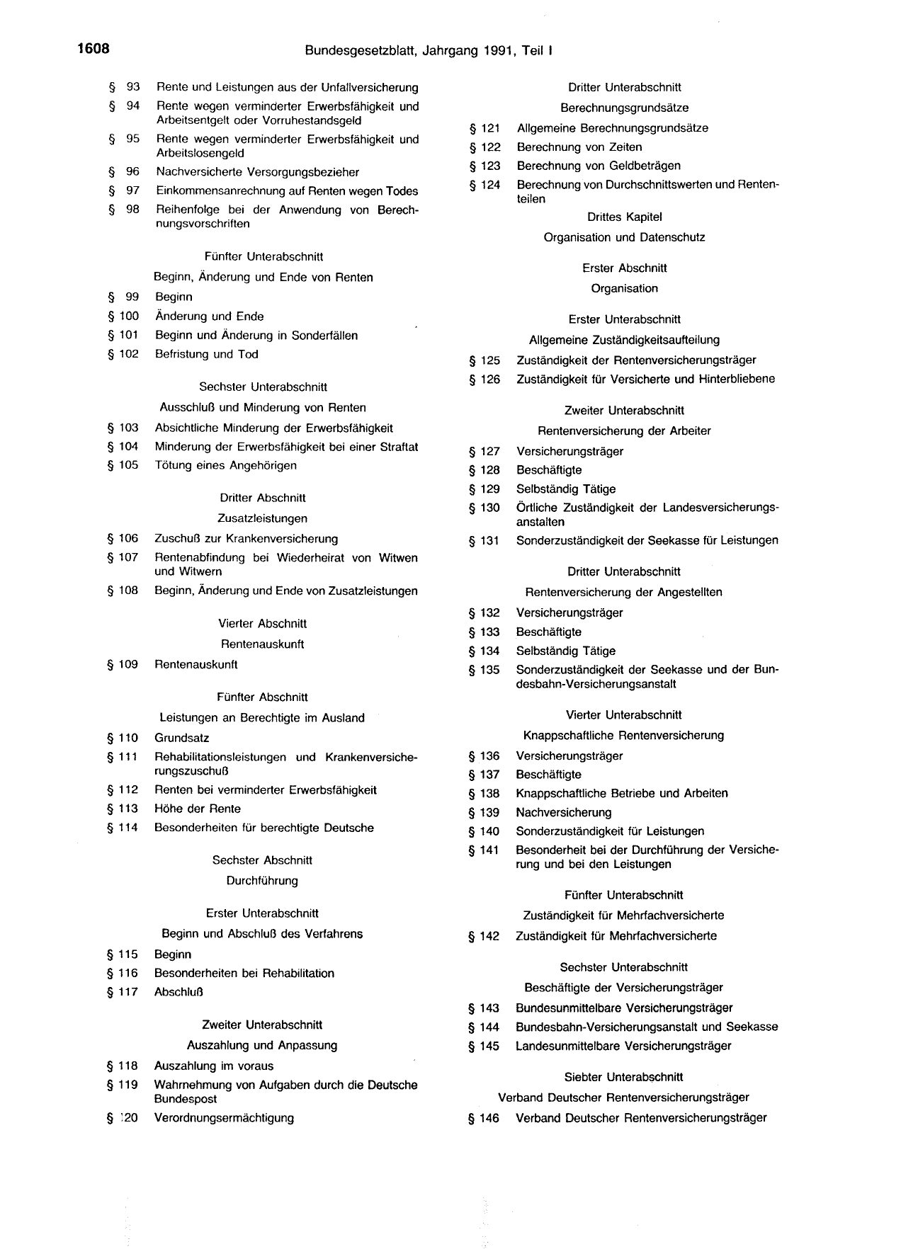 BGBl. 1991, Seite 1608 — Originalseite als Abbildung
