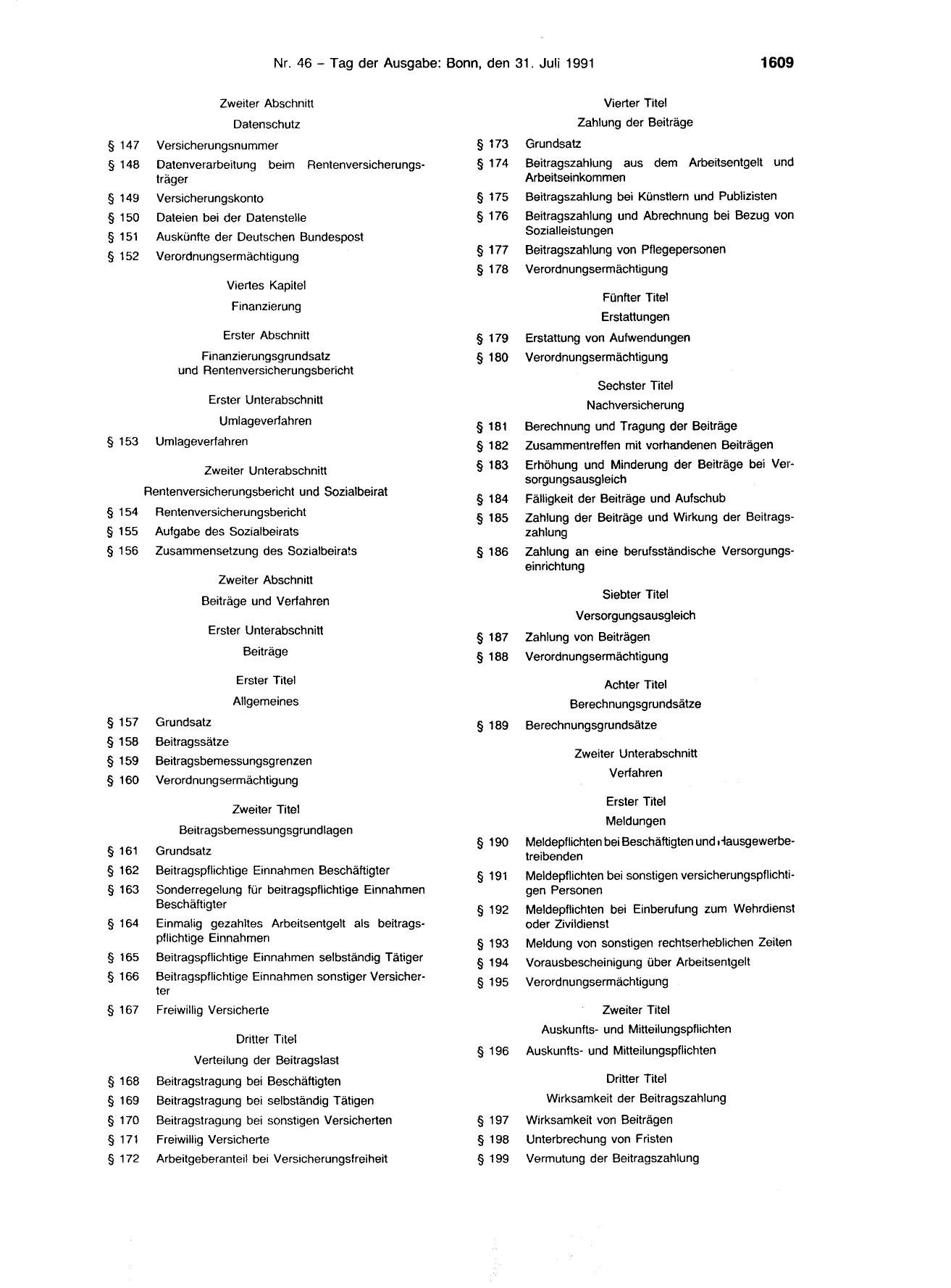 BGBl. 1991, Seite 1609 — Originalseite als Abbildung