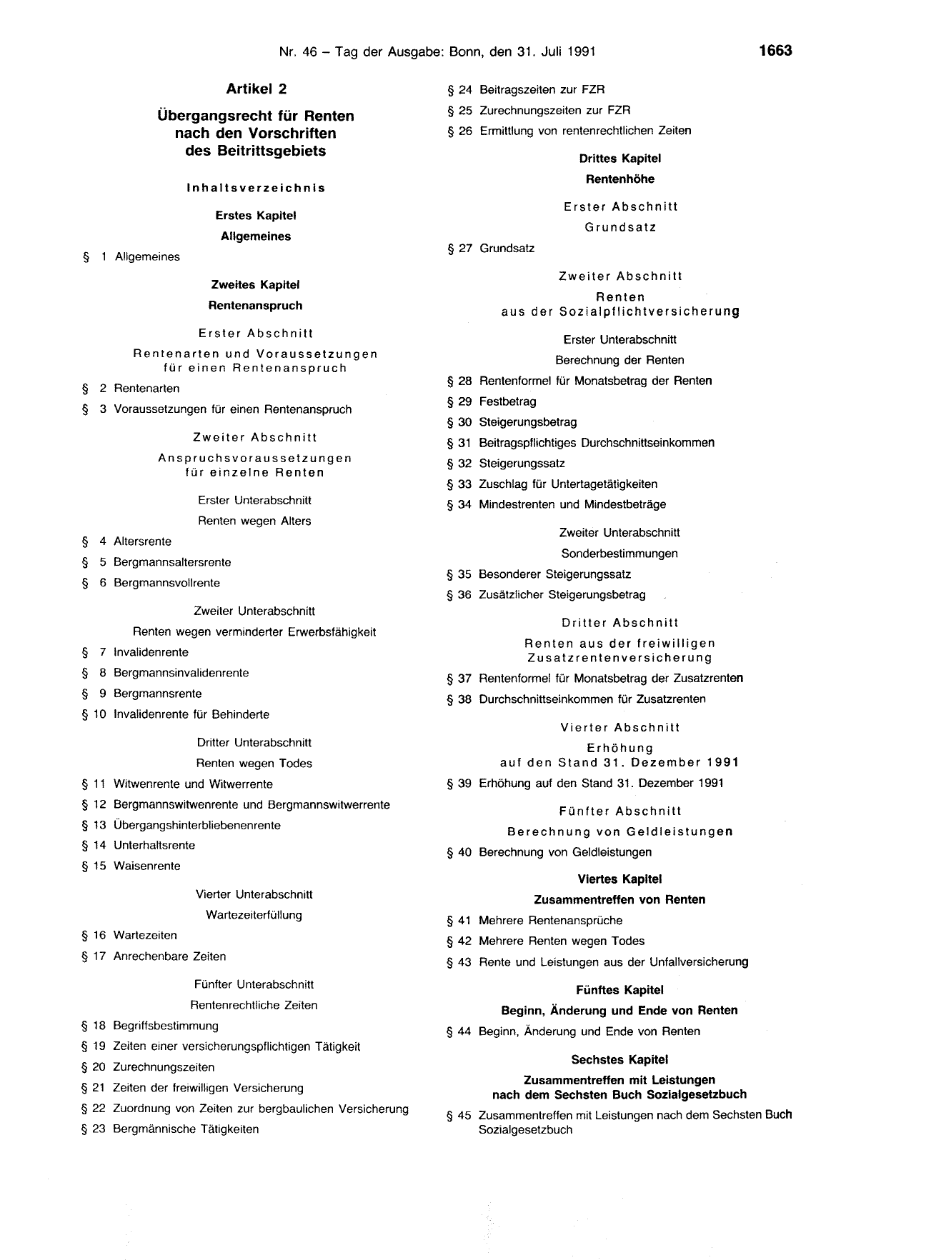 BGBl. 1991, Seite 1663 — Originalseite als Abbildung