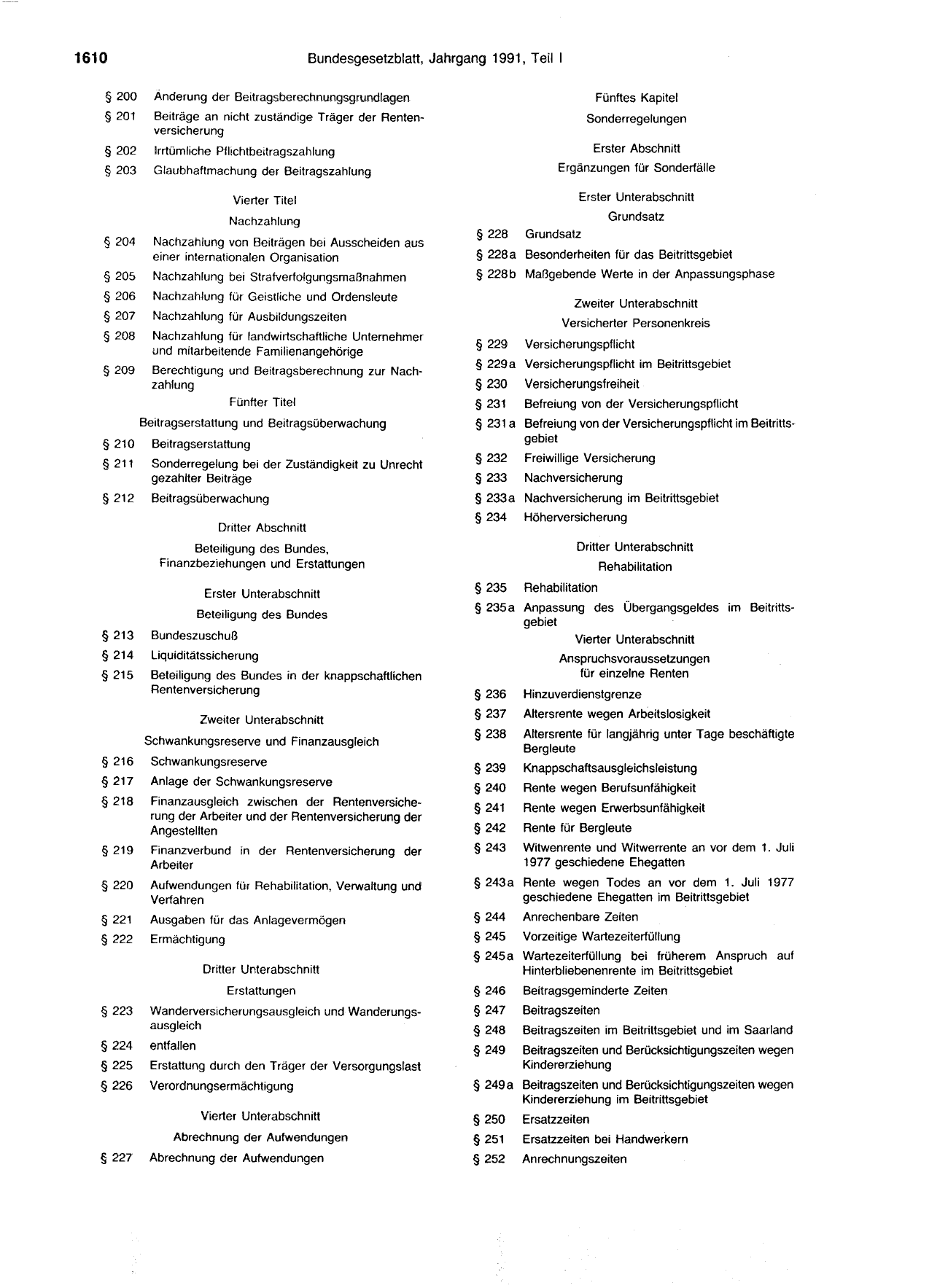 BGBl. 1991, Seite 1610 — Originalseite als Abbildung