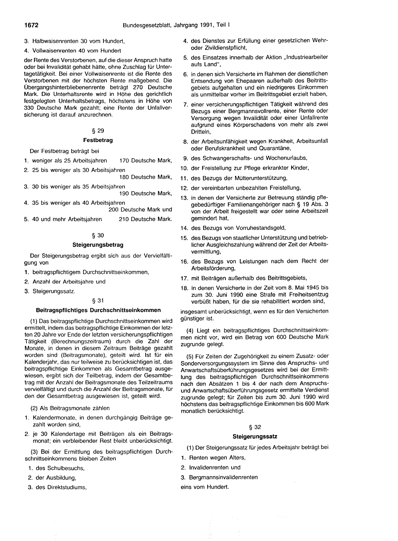 BGBl. 1991, Seite 1672 — Originalseite als Abbildung