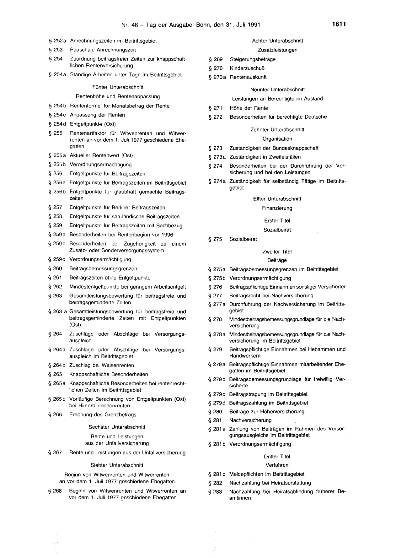BGBl. 1991, Seite 1611 — Originalseite als Abbildung