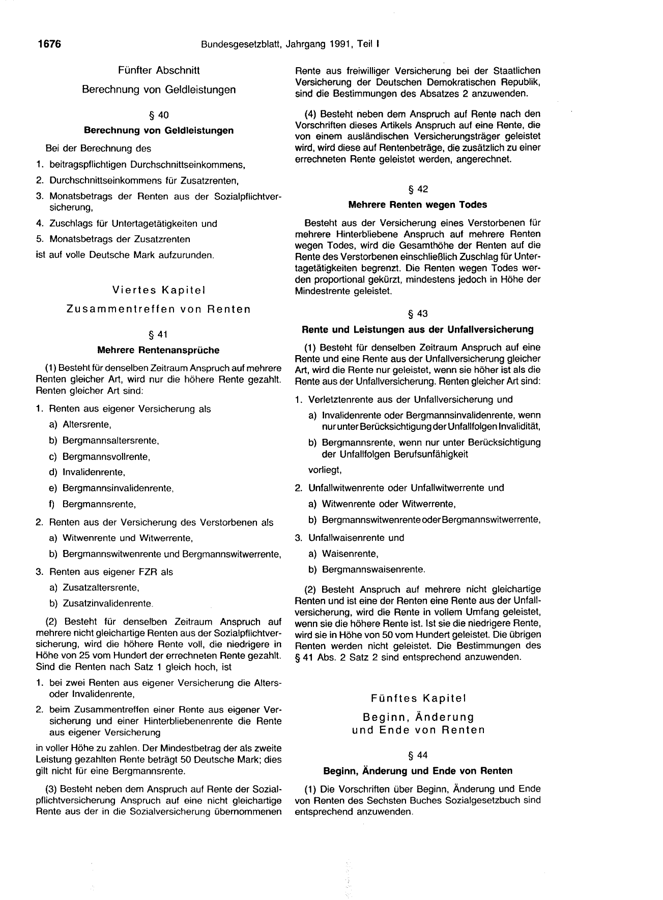 BGBl. 1991, Seite 1676 — Originalseite als Abbildung