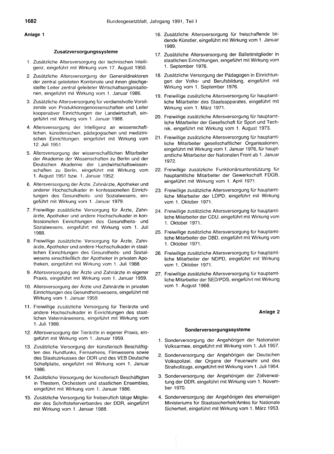 BGBl. 1991, Seite 1682 — Originalseite als Abbildung