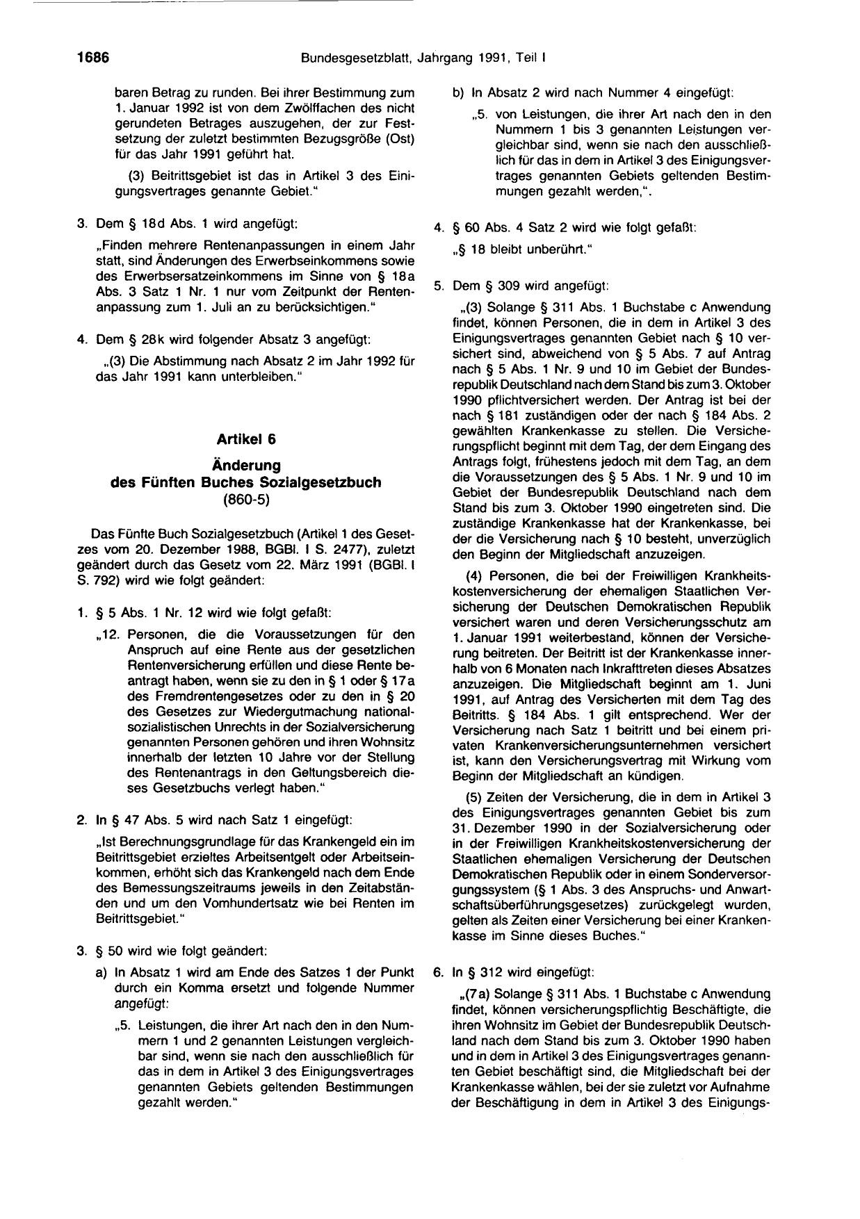 BGBl. 1991, Seite 1686 — Originalseite als Abbildung