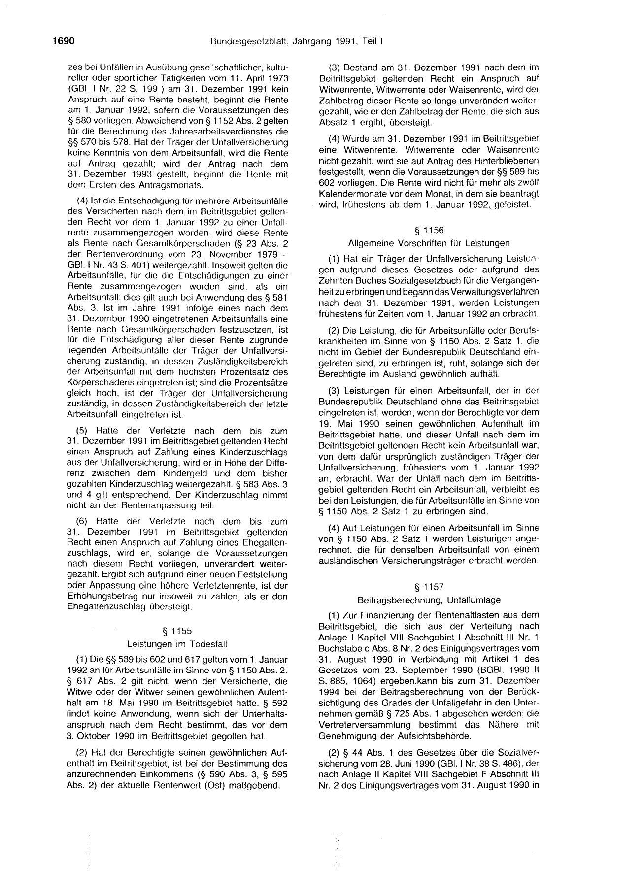 BGBl. 1991, Seite 1690 — Originalseite als Abbildung