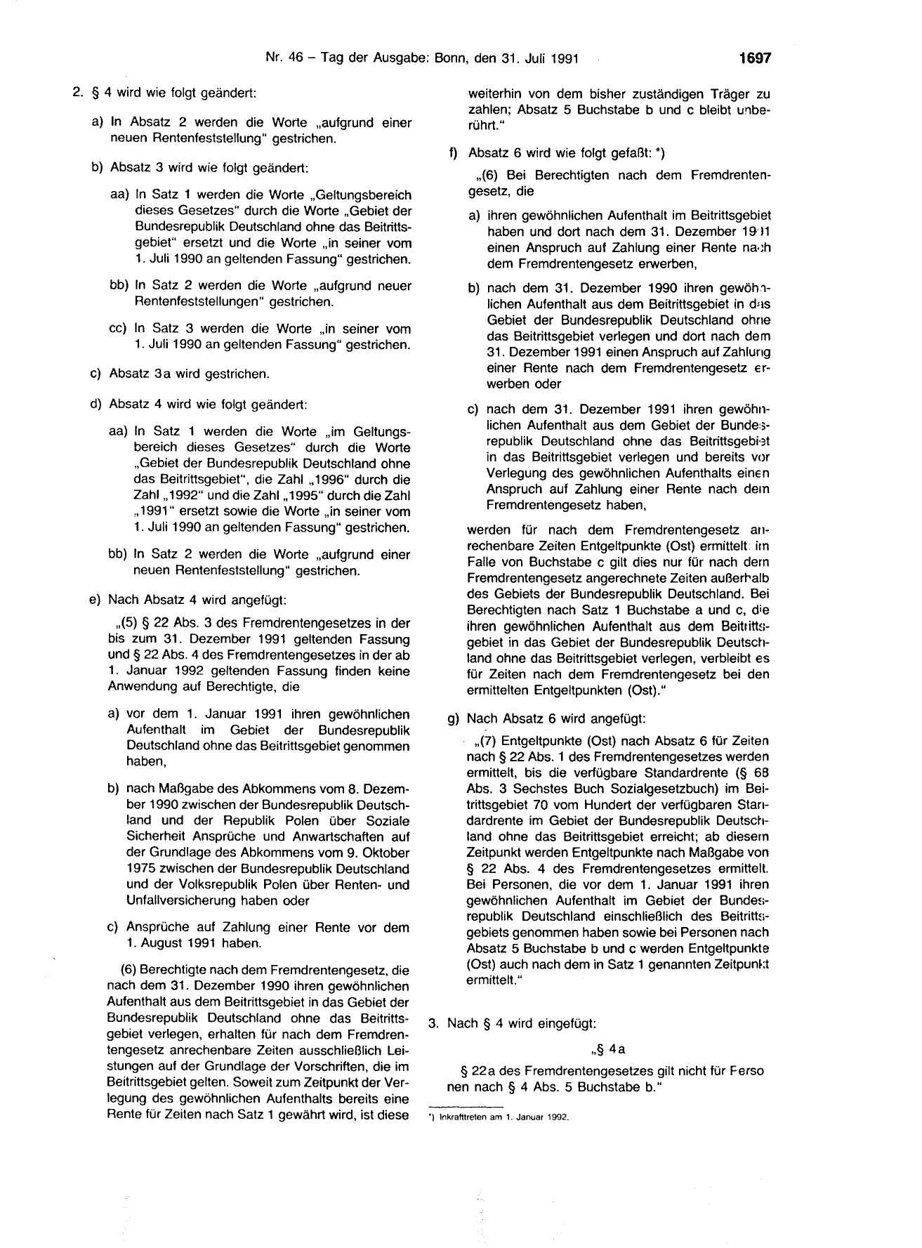 BGBl. 1991, Seite 1697 — Originalseite als Abbildung