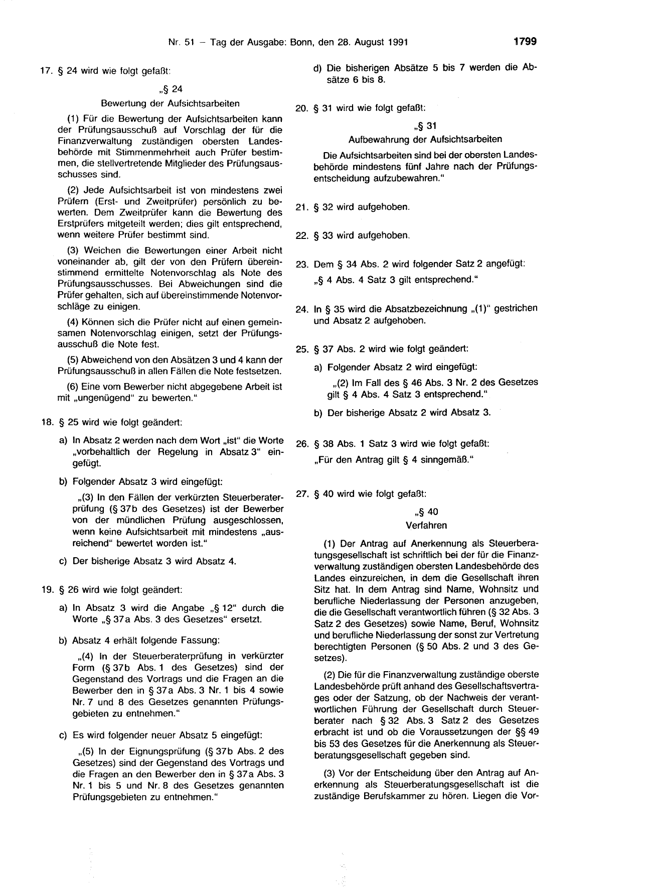 BGBl. 1991, Seite 1799 — Originalseite als Abbildung
