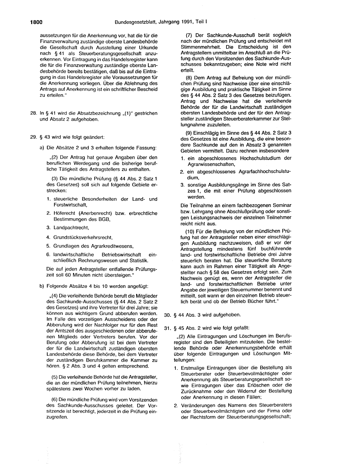 BGBl. 1991, Seite 1800 — Originalseite als Abbildung
