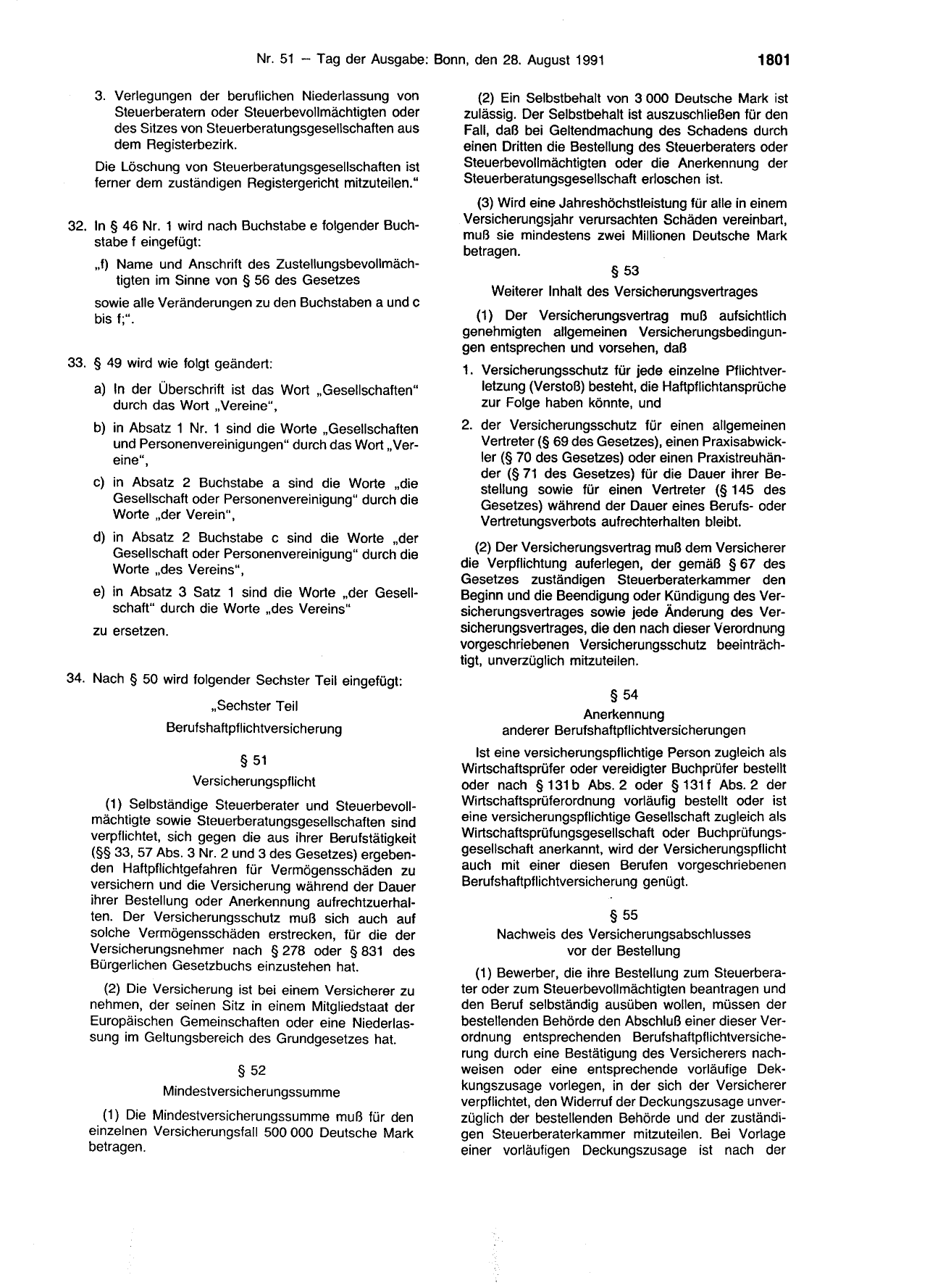 BGBl. 1991, Seite 1801 — Originalseite als Abbildung