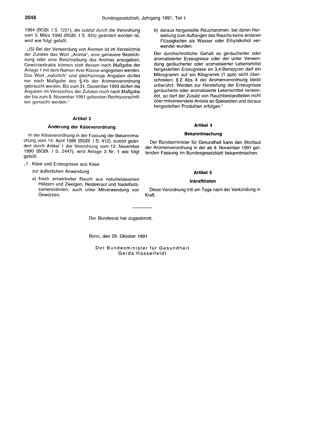 BGBl. 1991, Seite 2048 — Originalseite als Abbildung