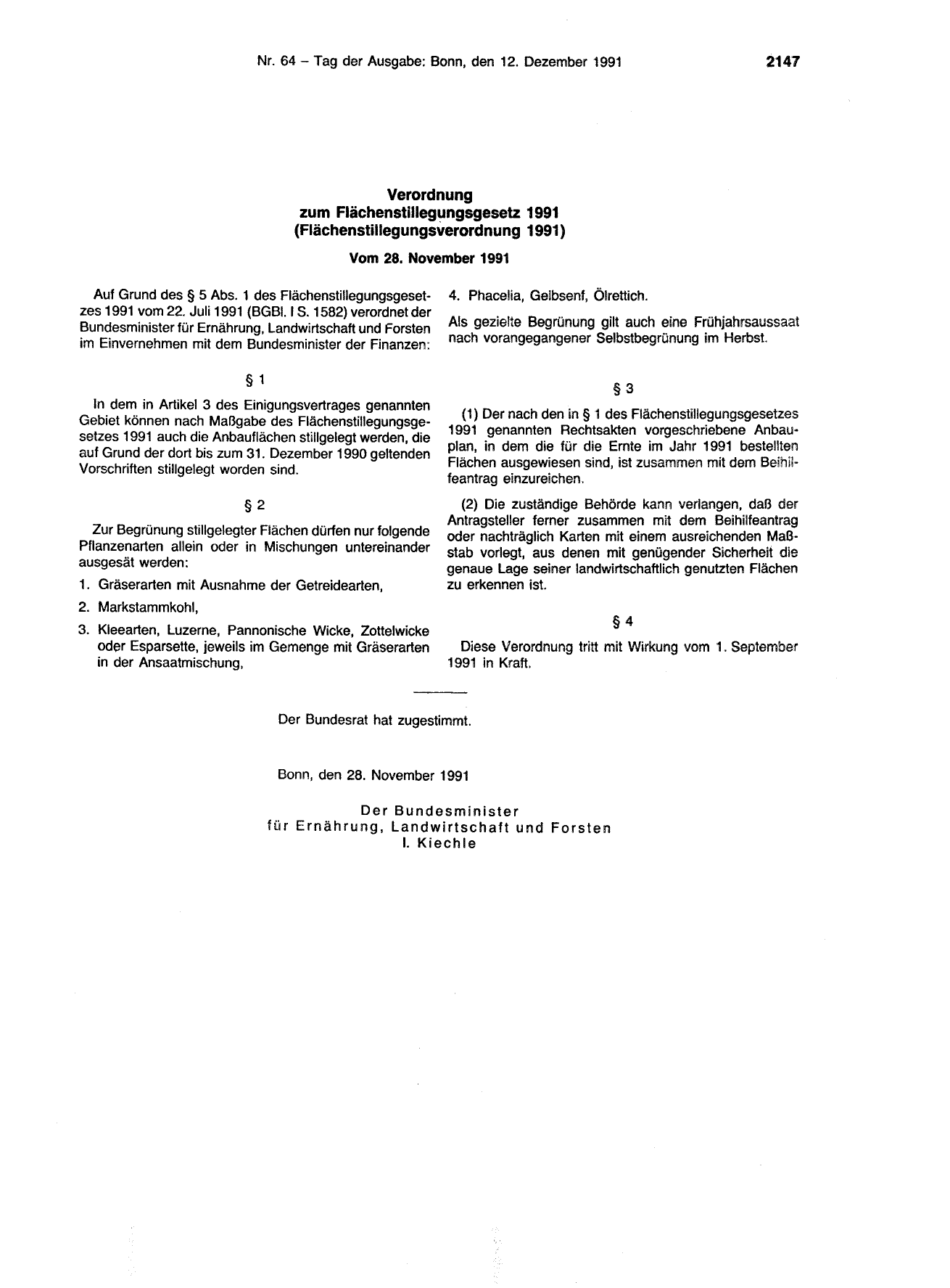 BGBl. 1991, Seite 2147 — Originalseite als Abbildung