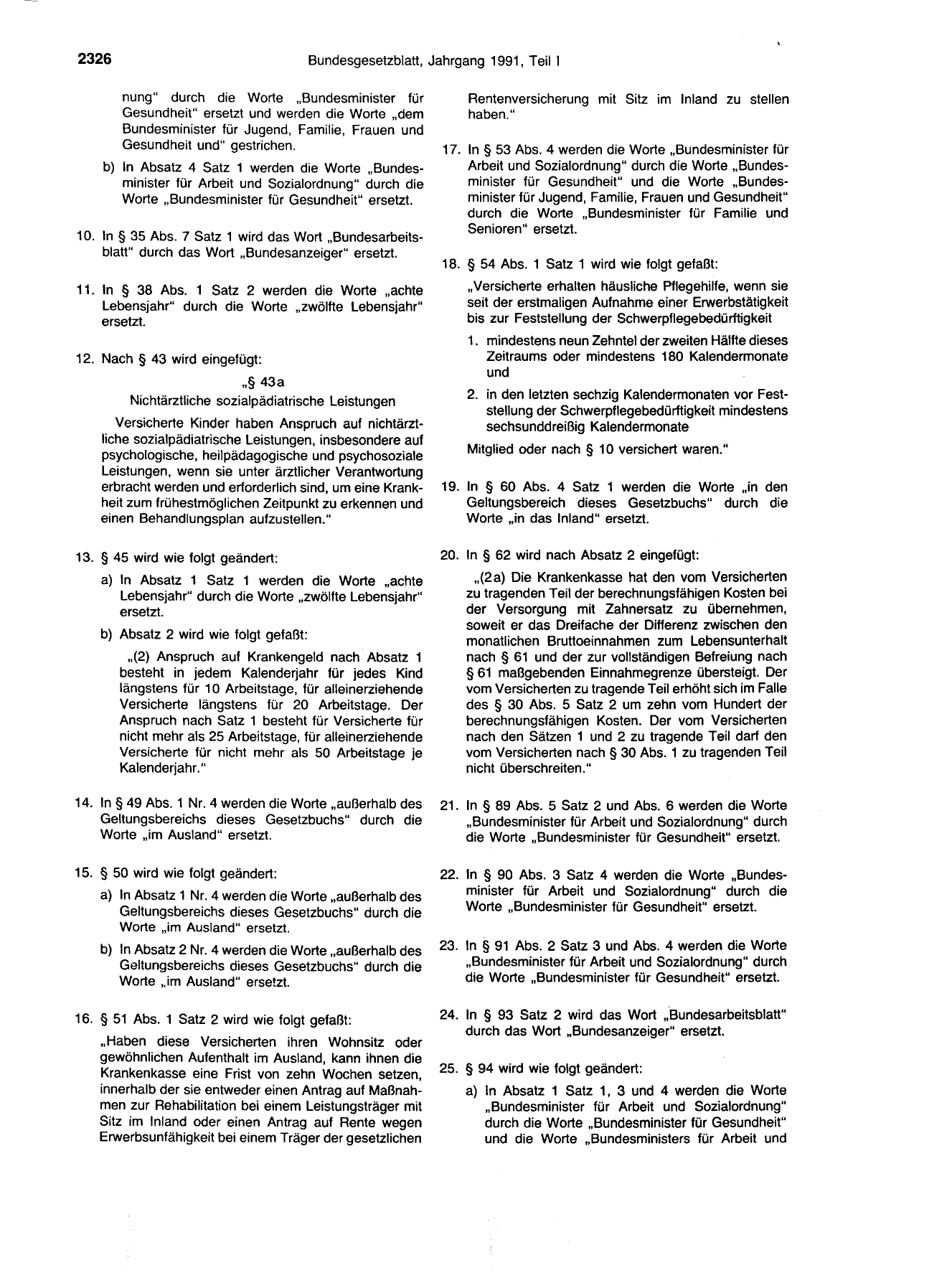 BGBl. 1991, Seite 2326 — Originalseite als Abbildung